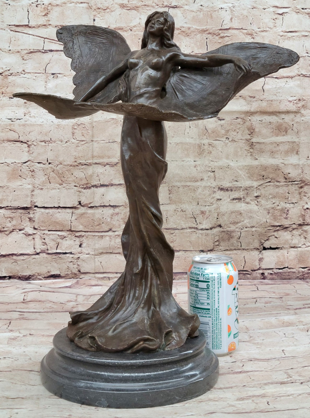 Bronze Sculpture by Francis Renaud title Butterfly Home Deco Marble Nude Figure