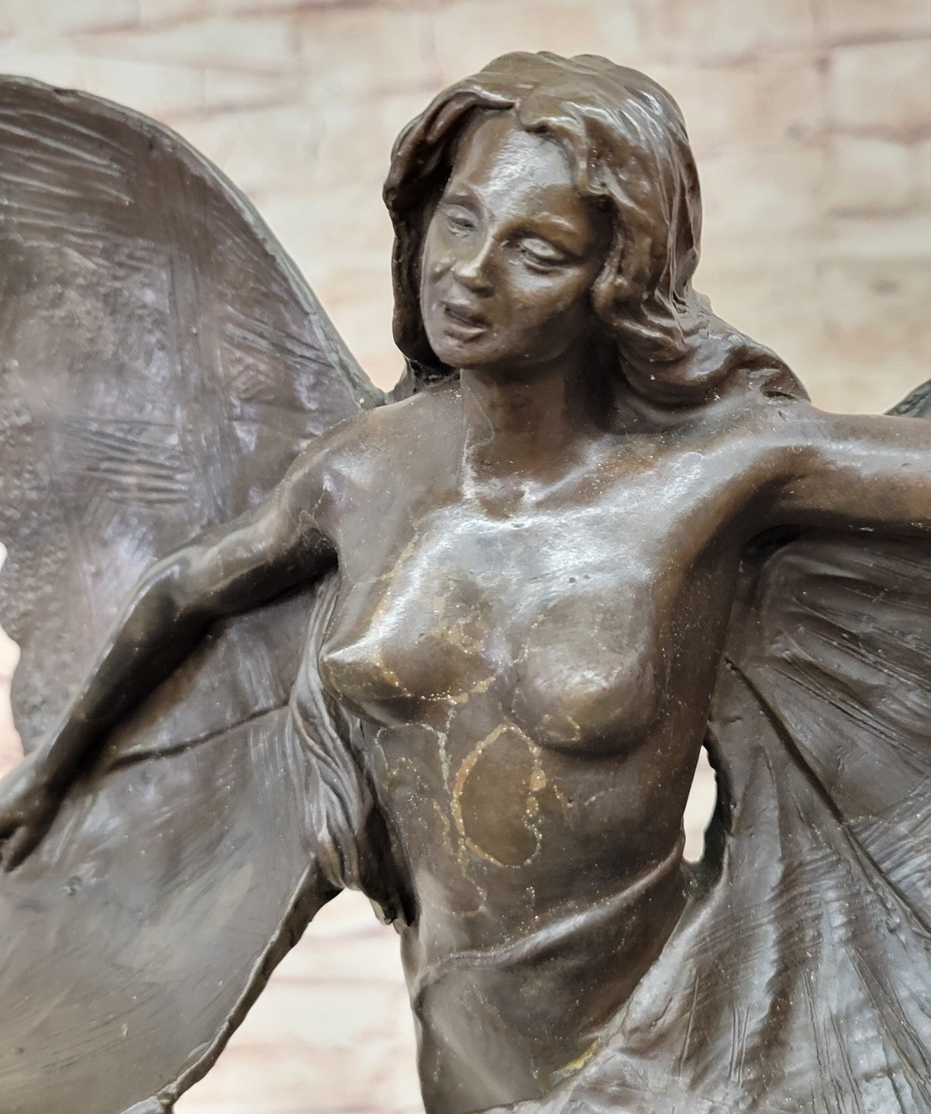 Bronze Sculpture by Francis Renaud title Butterfly Home Deco Marble Nude Figure