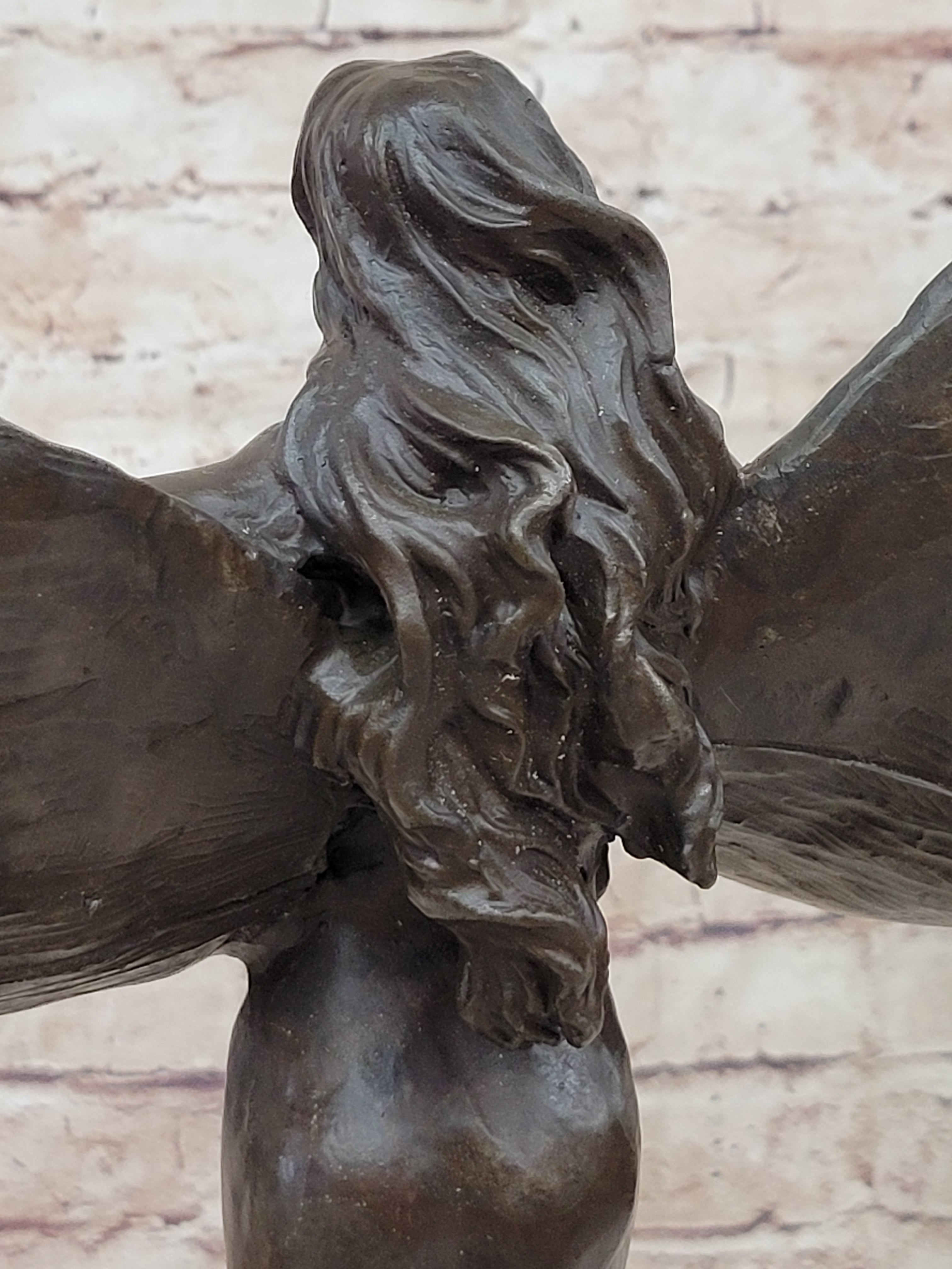 Bronze Sculpture by Francis Renaud title Butterfly Home Deco Marble Nude Figure