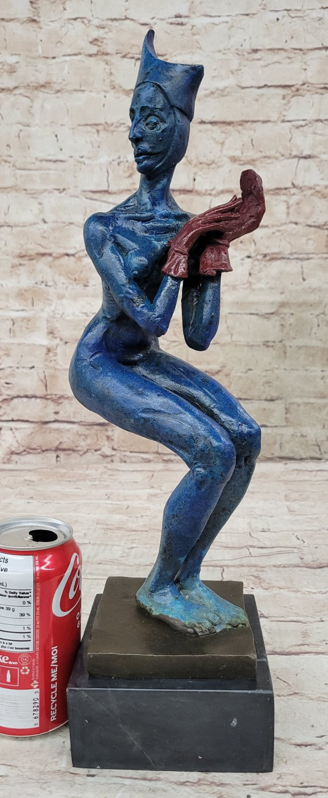 Collectible Bronze Court Jester Harlequin Sculpture, Hot Cast Art Nouveau Patina Statue