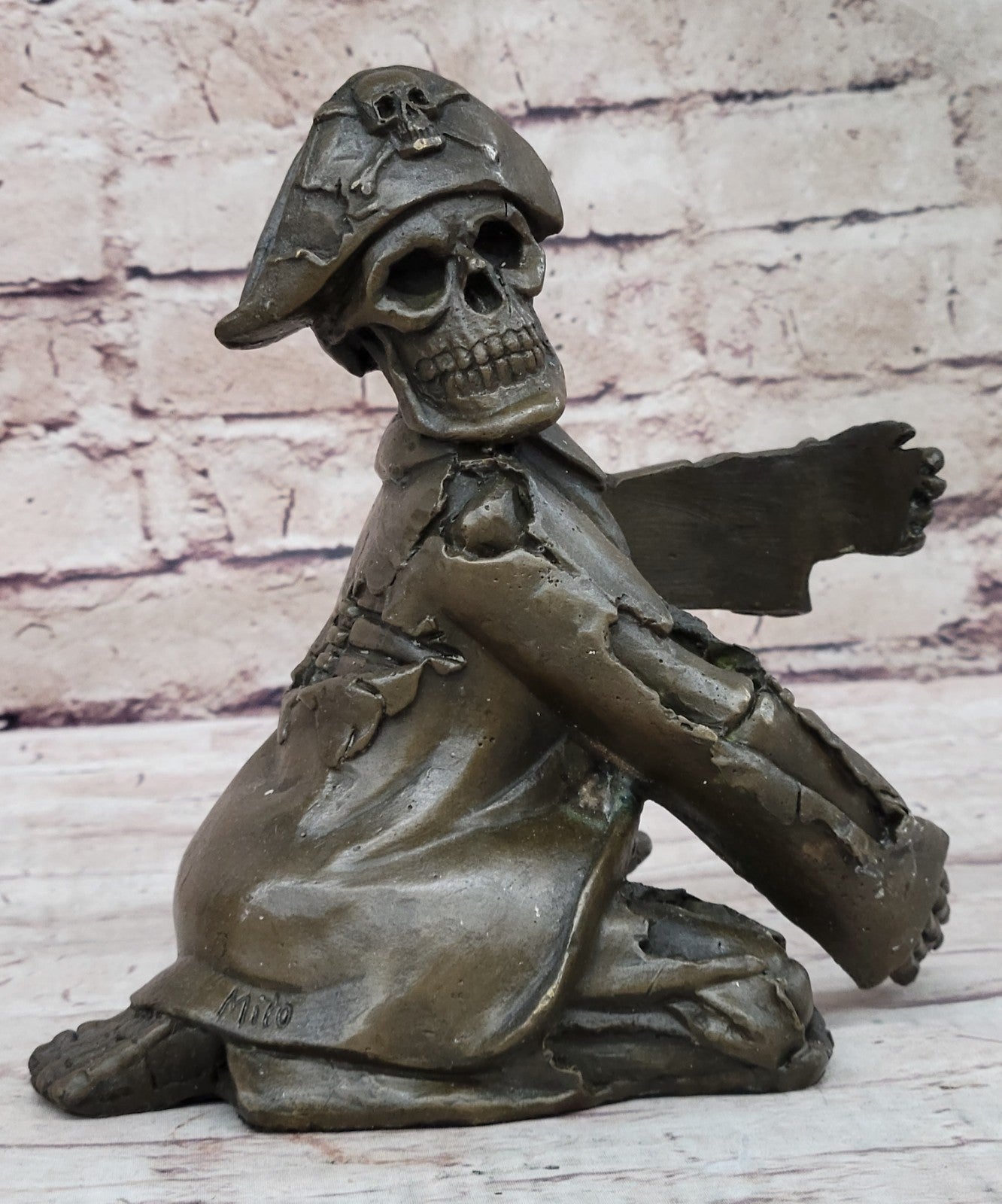 Handcrafted bronze sculpture SALE Figural Holder Wine Skeleton Pirate Cast Hot