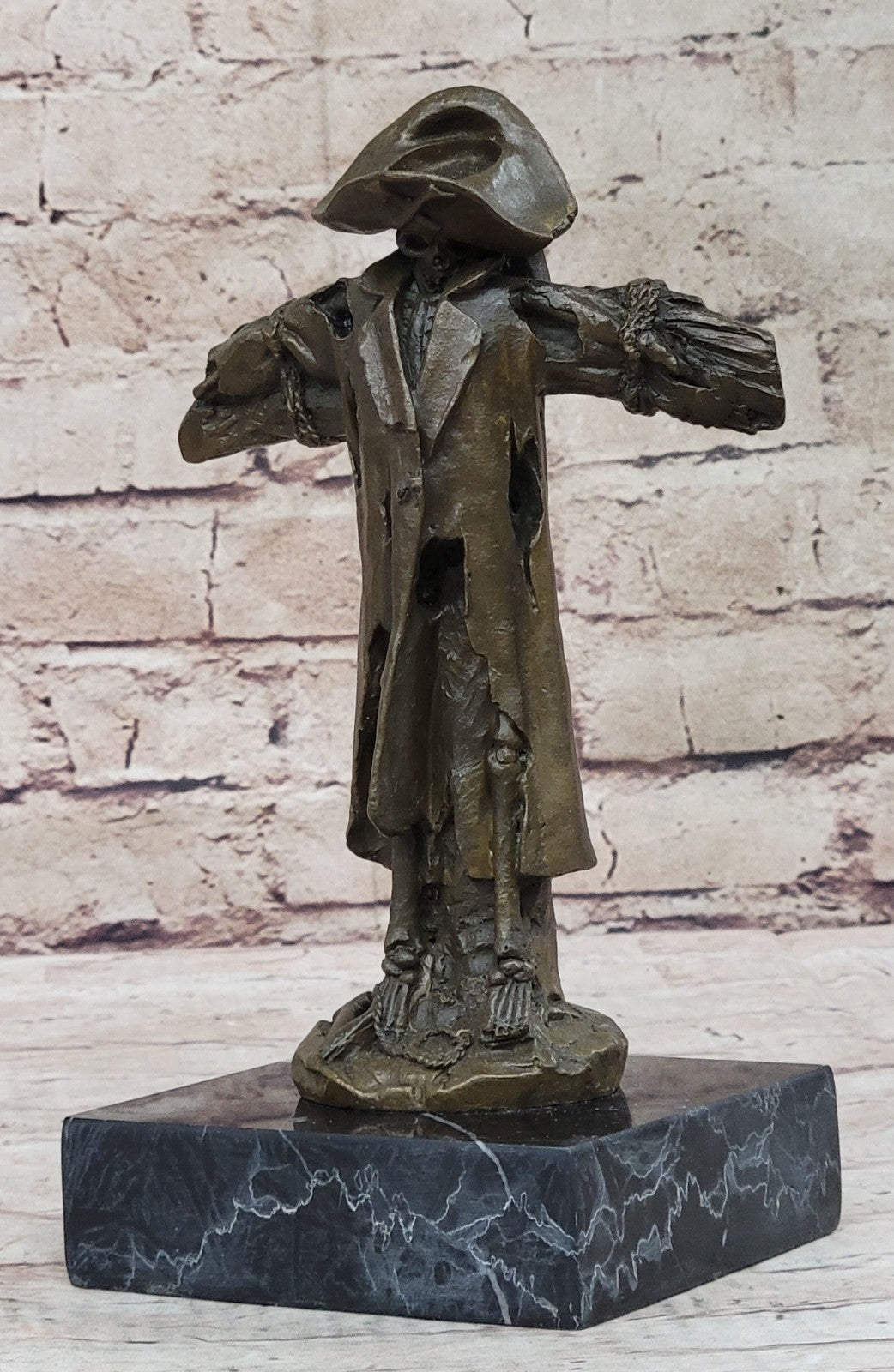 Skeleton Pirate Bronze Skulpture Head Dagger Gothic Figure Statue Art Deco SALE