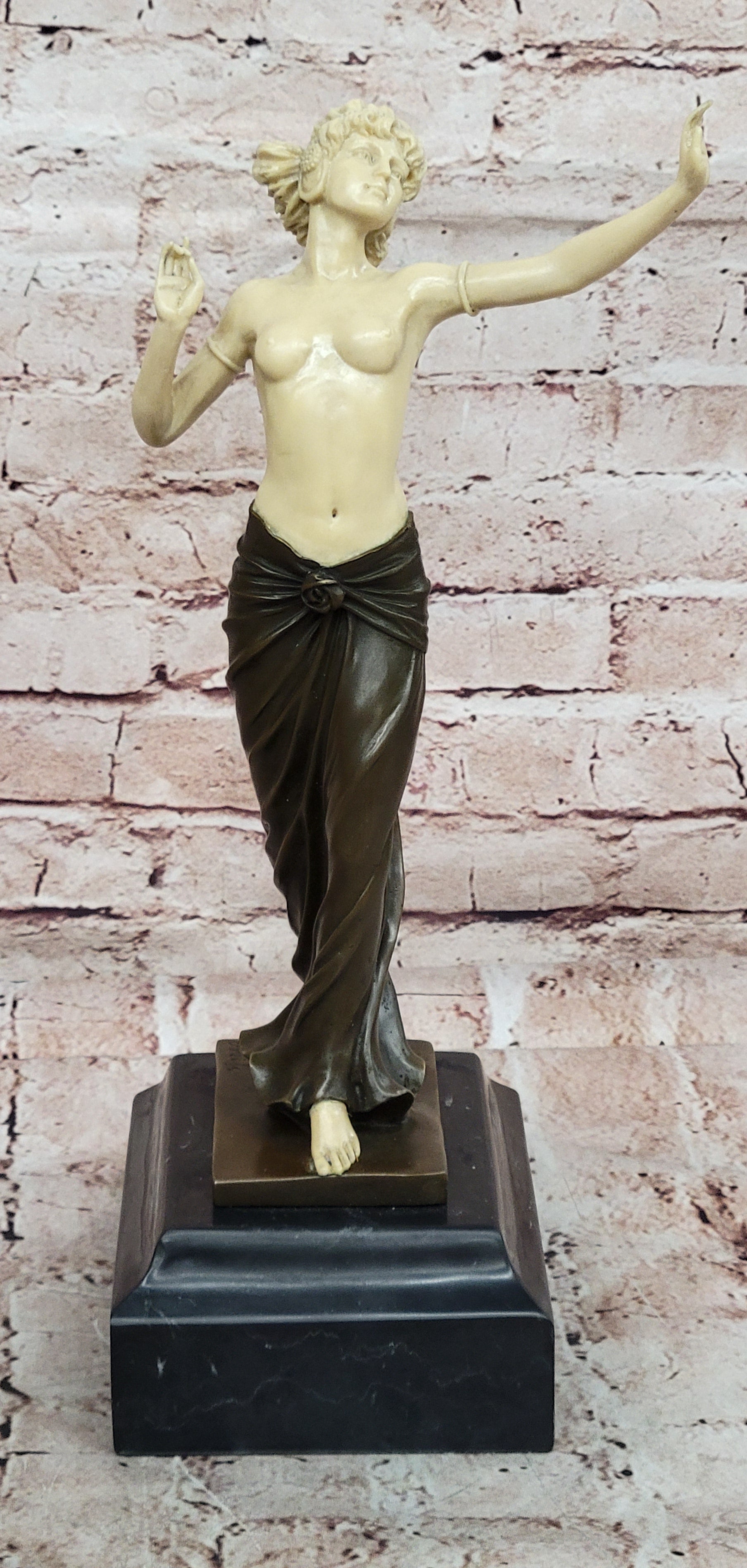 Combination of Real Bronze and Decor Sculpture Hot Cast Erotic Woman Figure