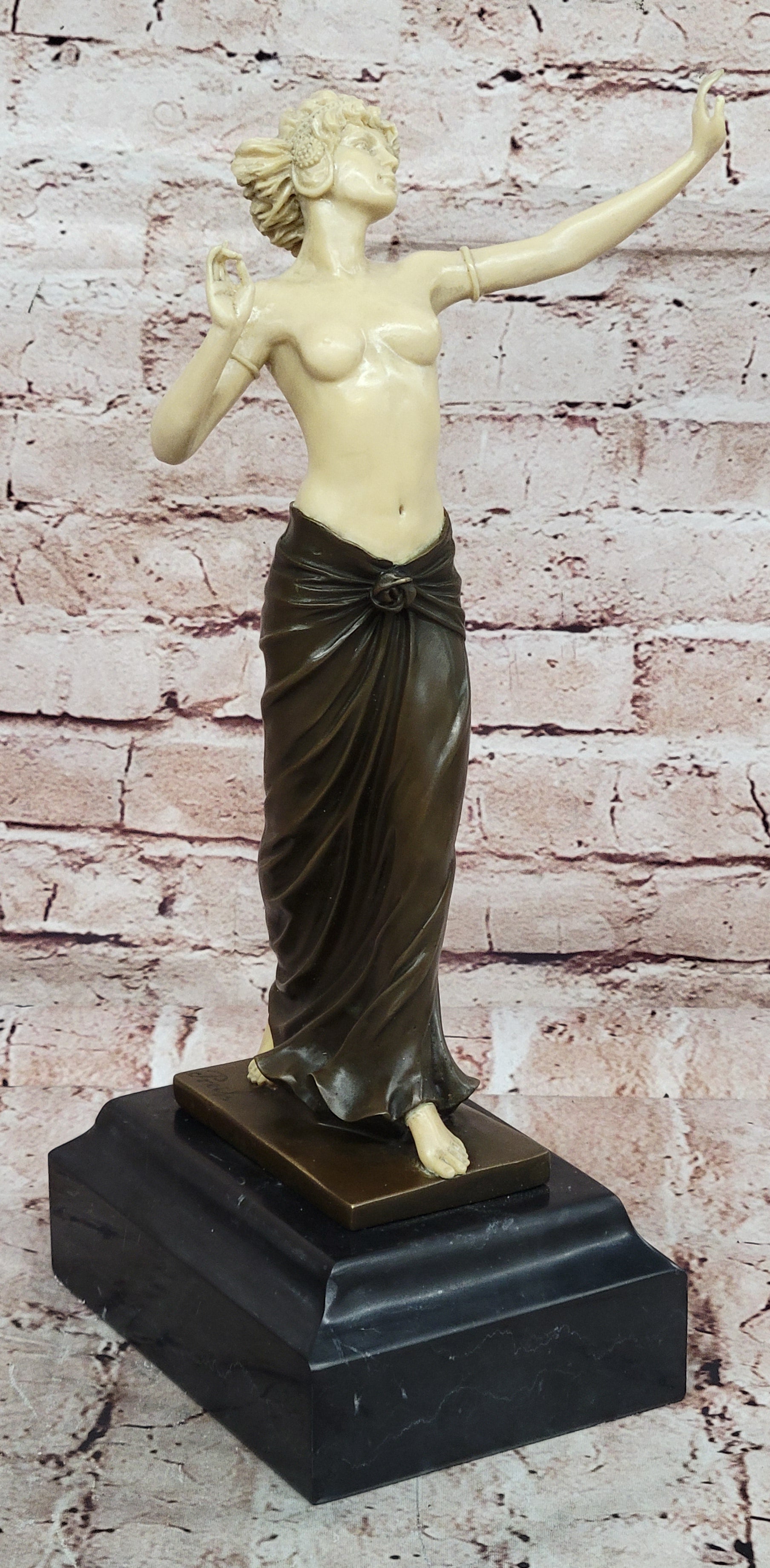Combination of Real Bronze and Decor Sculpture Hot Cast Erotic Woman Figure