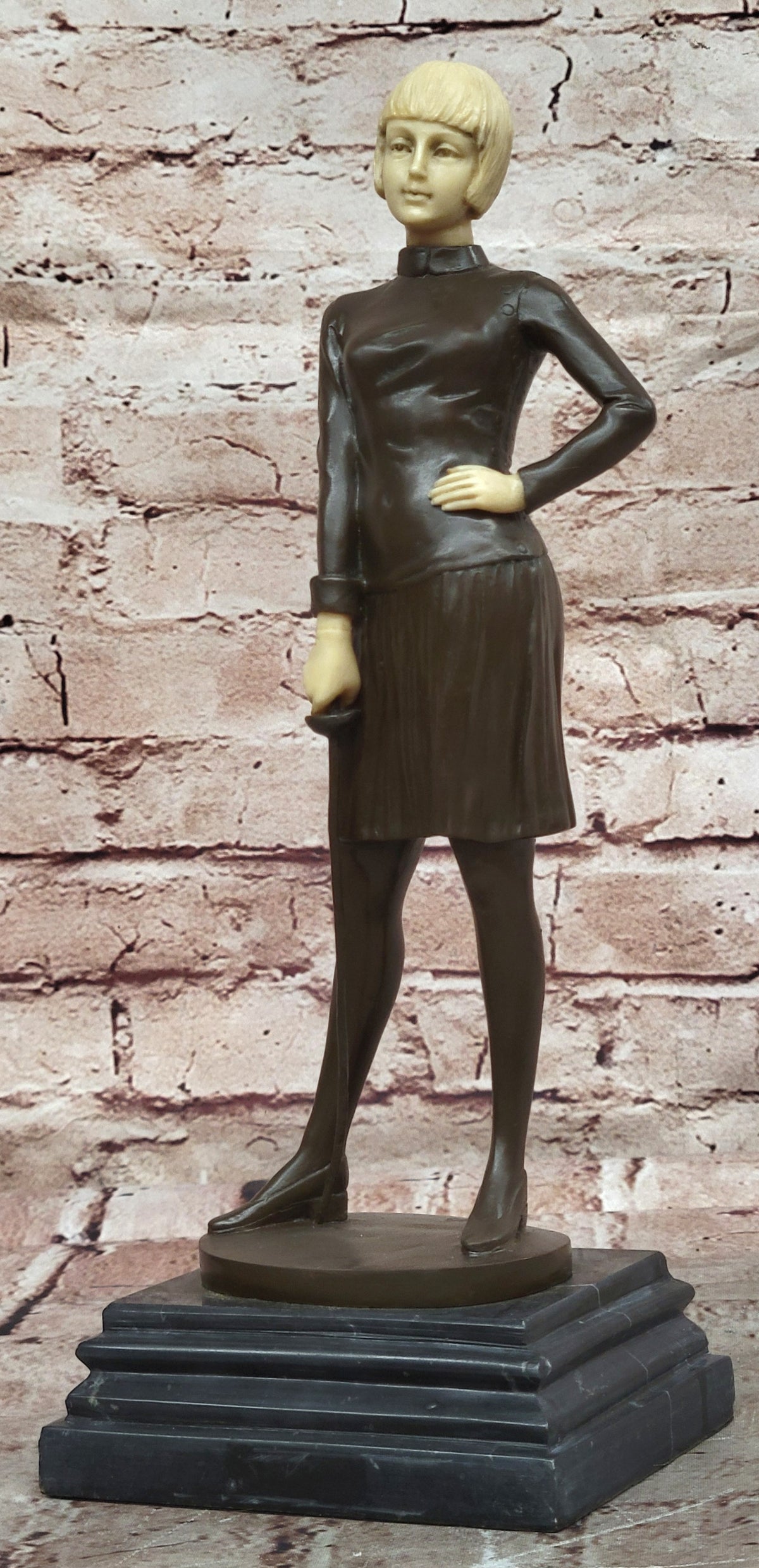 Art Nouveau Female Fencer Museum Quality Bronze Sculpture by Preiss Decor Figure