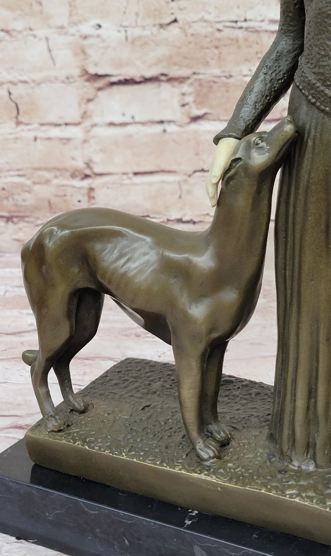 Handcrafted Bronze Art Deco Friends Forever Lady with Dogs Statue Chiparus