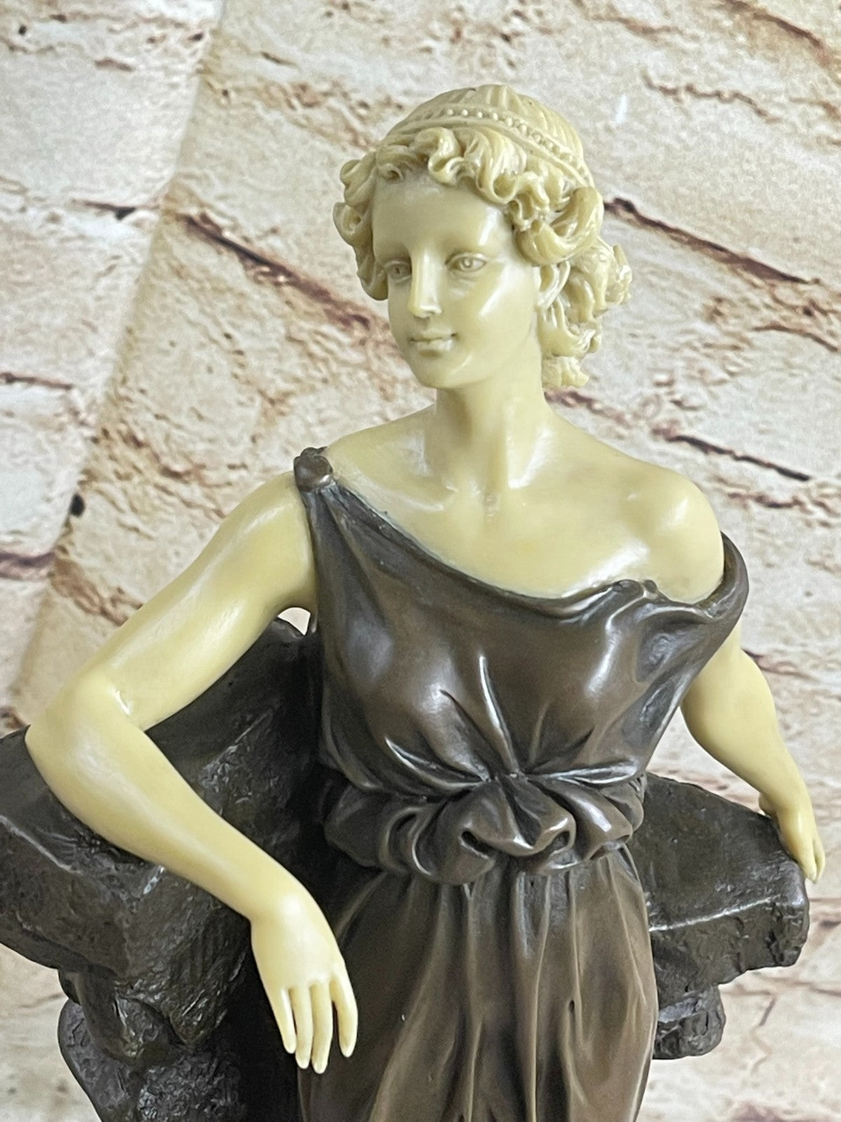Grand Tour Bronze Bust Of Roman Or Greek God - Goddess Sculpture Marble Figurine