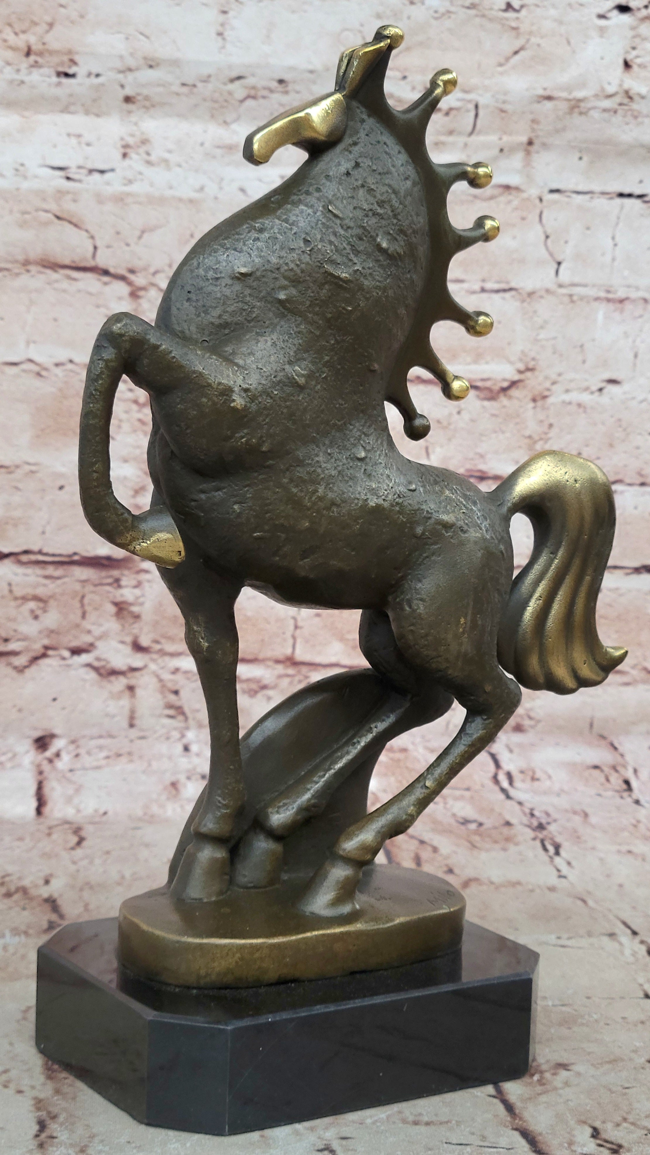 Unique Bronze Tang Horse Figurine - Hand Sculpted by Miguel Lopez, Fine Art