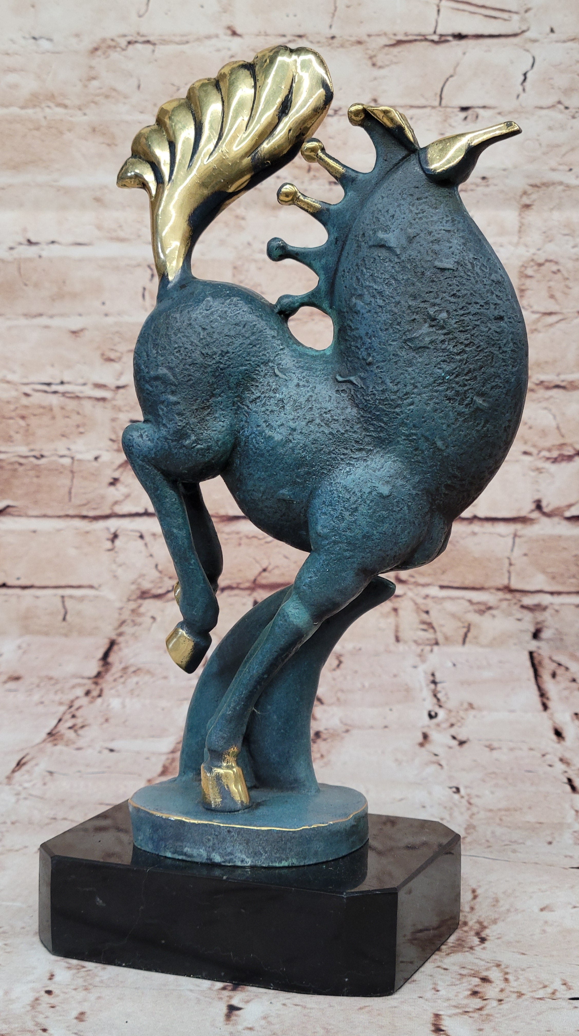 Genuine Bronze Tang Horse Sculpture Modern Decor Multicolor Patina by M. Lopez
