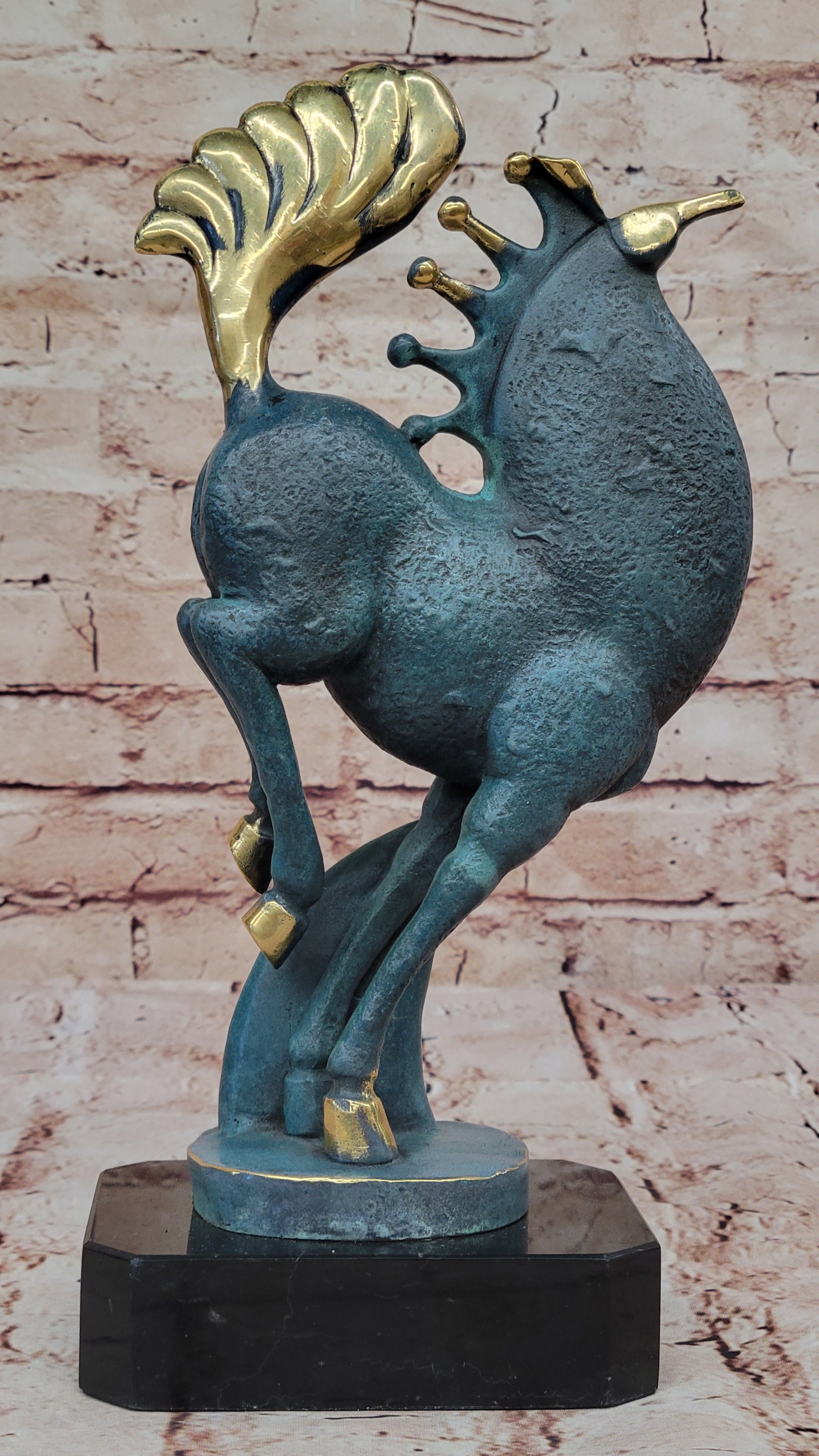 Genuine Bronze Tang Horse Sculpture Modern Decor Multicolor Patina by M. Lopez