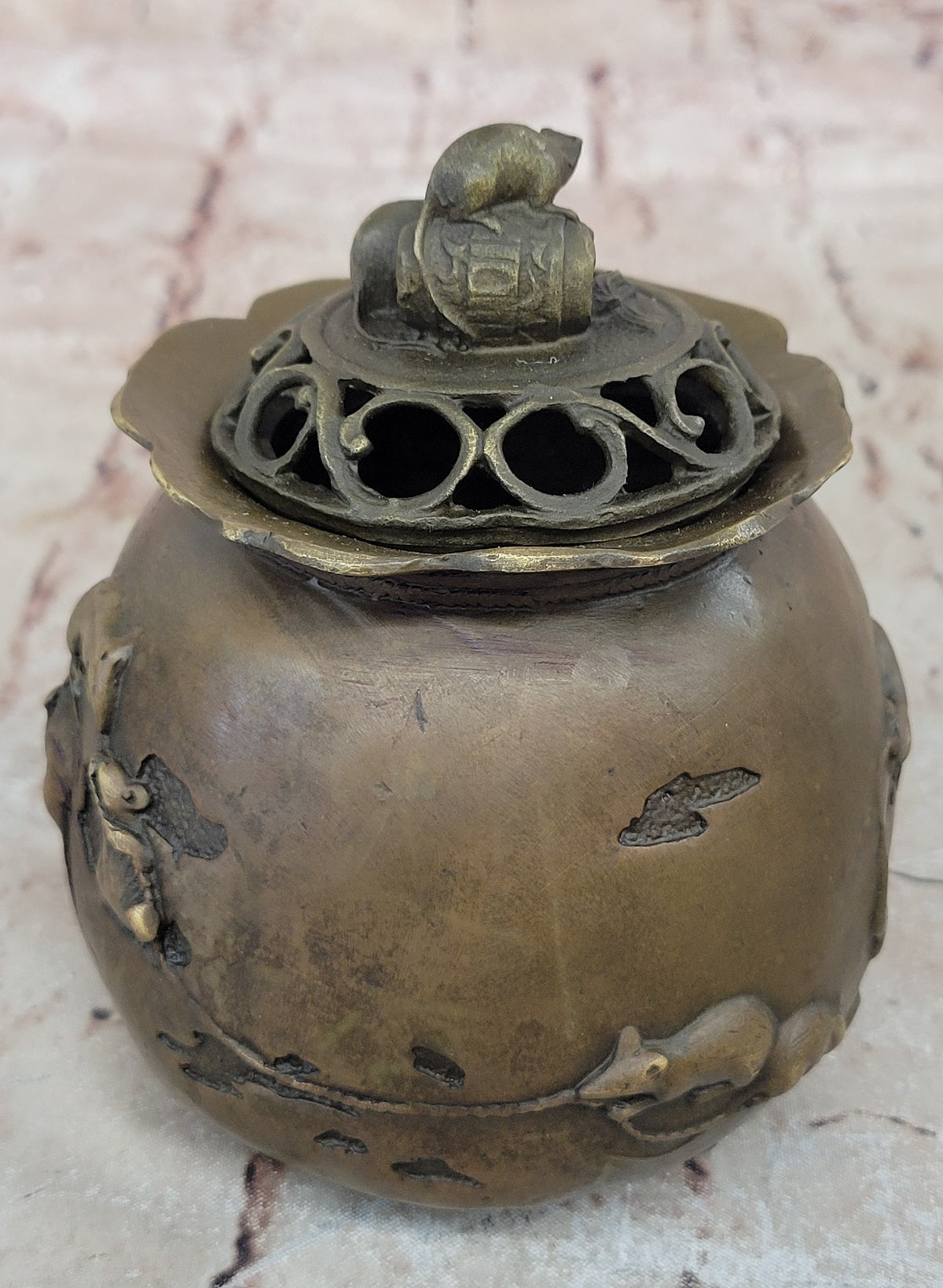 Milo Signed Bronze Rat Incense Burner Censor Sculpture Wealth Prosperity Luck