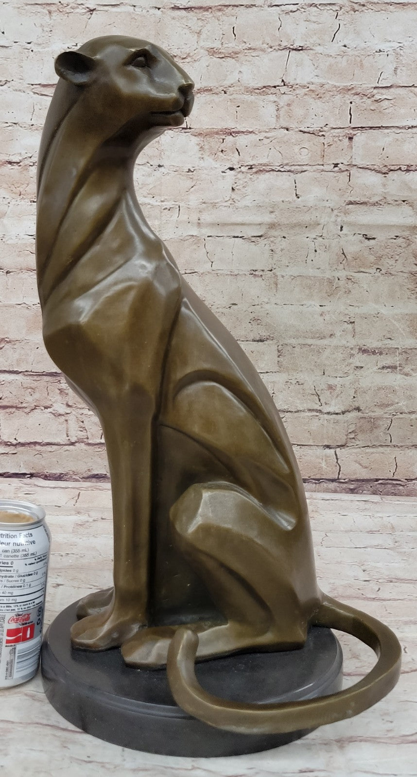 Handcrafted 16" Cougar Mountain Lion by Moore Bronze Sculpture Abstract Figurine