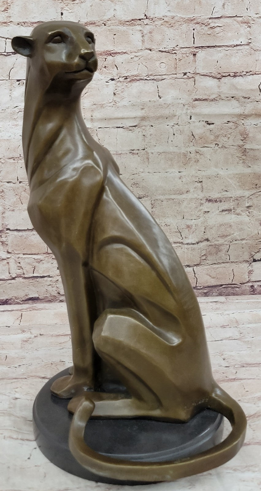 Handcrafted 16" Cougar Mountain Lion by Moore Bronze Sculpture Abstract Figurine