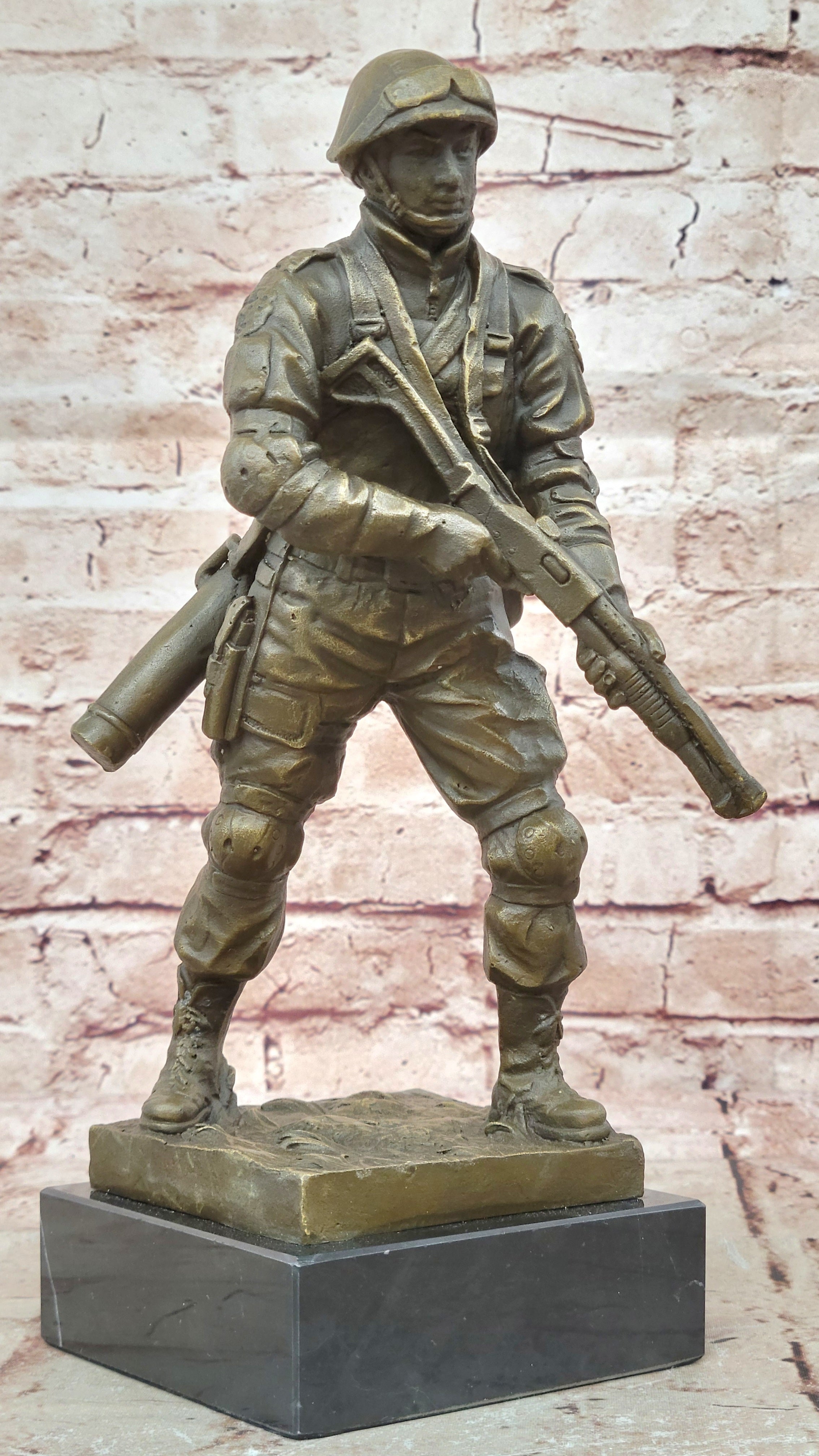 Milo`s Signed Soldier Sculpture: Bronze Artwork, Battle Field Figurine, Lost Wax Method