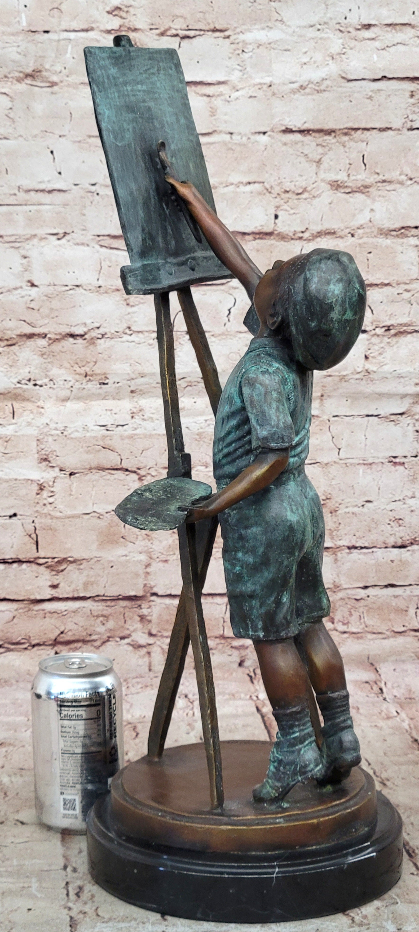 Rare Vintage Jim Davidson Bronze Sculpture Young Artist Painting Figurine