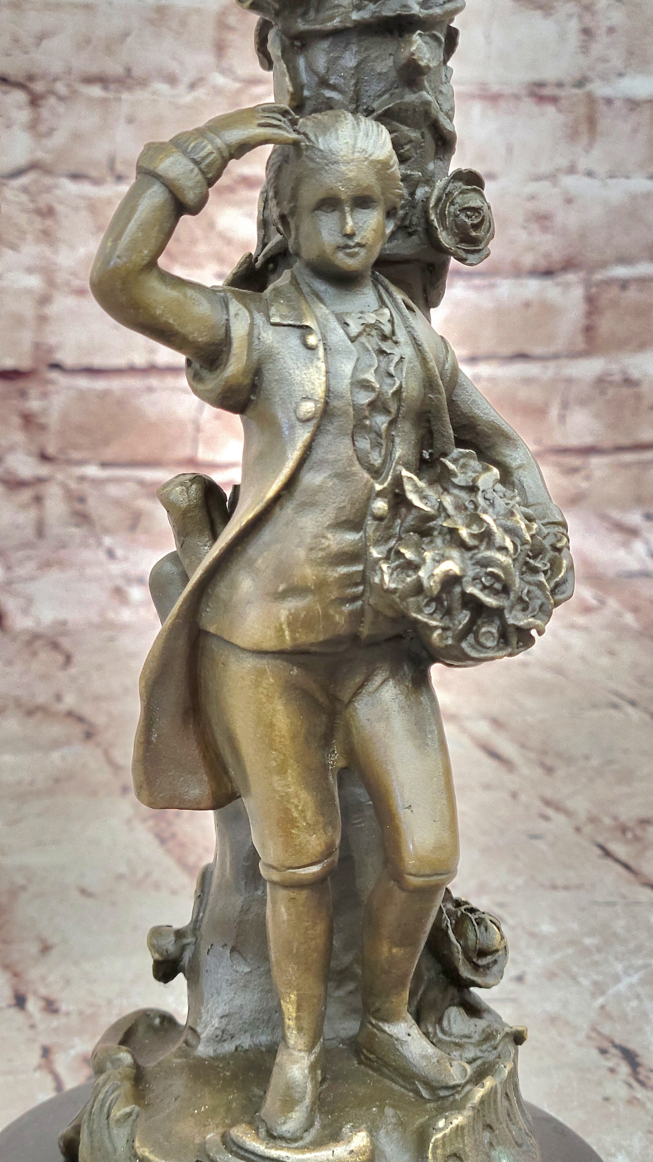 Collectible Evan Stone Bronze Candle Holder Statue Artwork Figurine Figure Hot Cast Decor