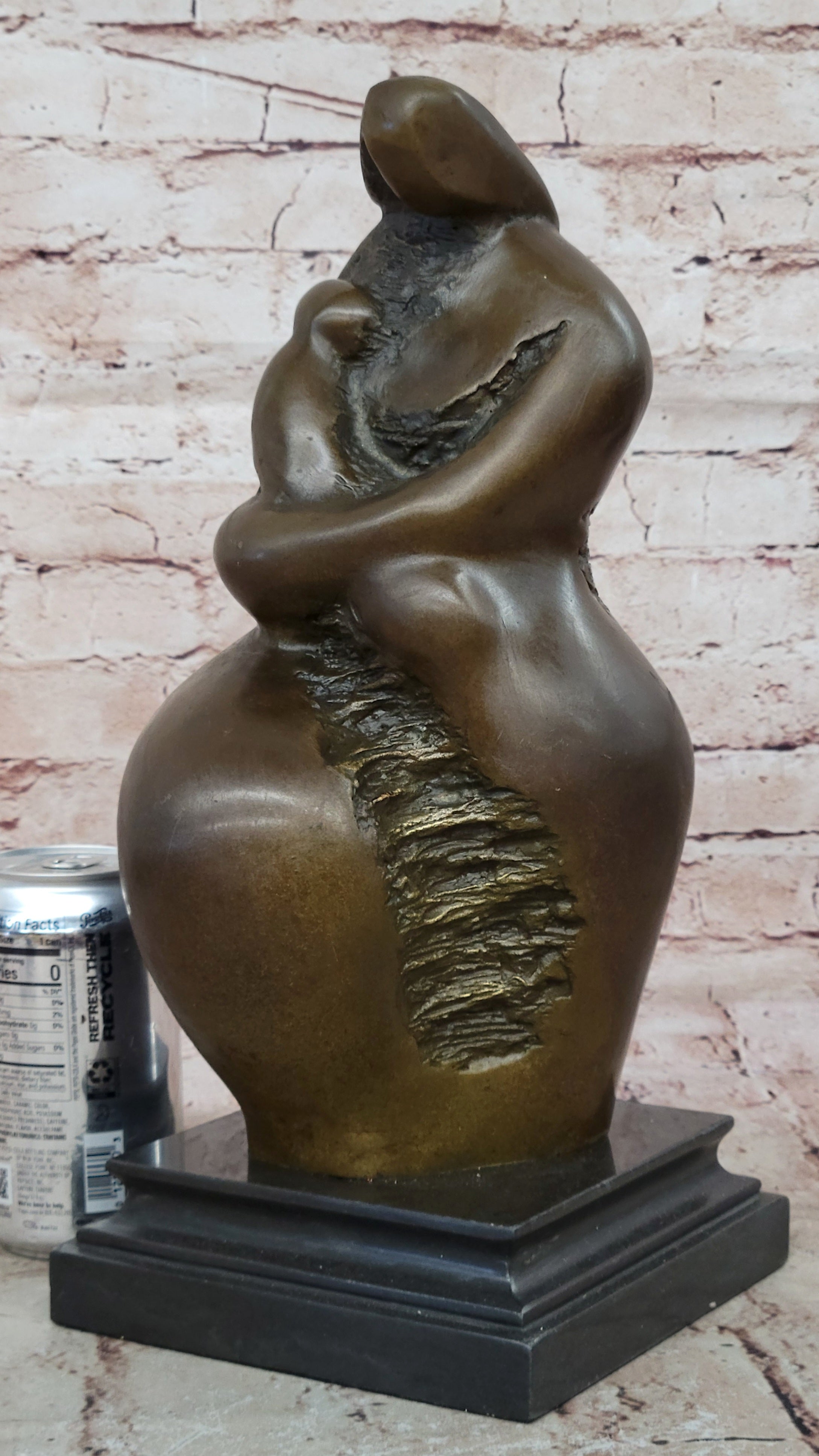 Hand Made Modern Style Mother and Child Bronze Statue, Botero Artwork, Lost Wax Method
