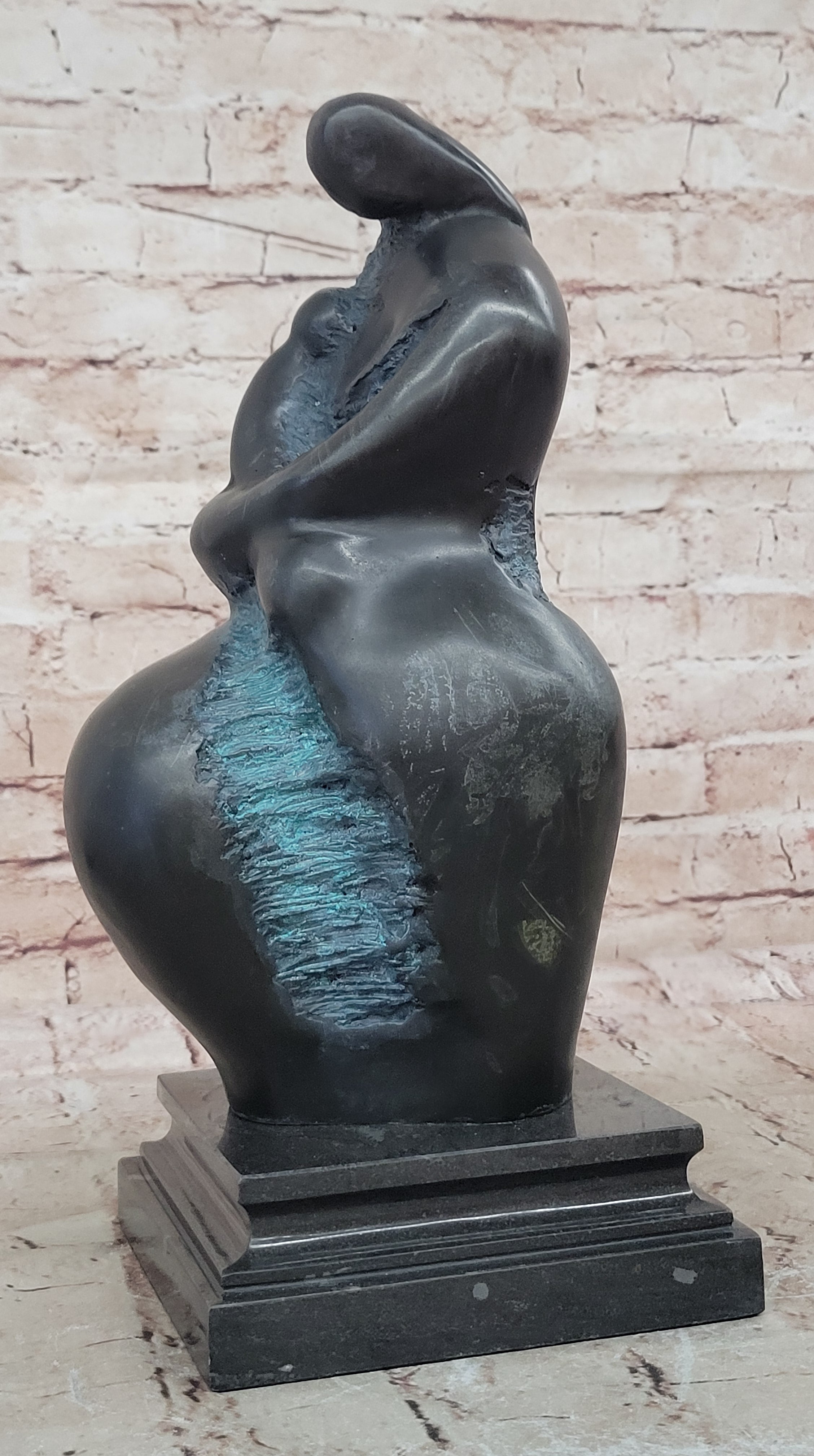 Botero`s Mother and Child Bronze Figure - Collectible Green Patina Artwork
