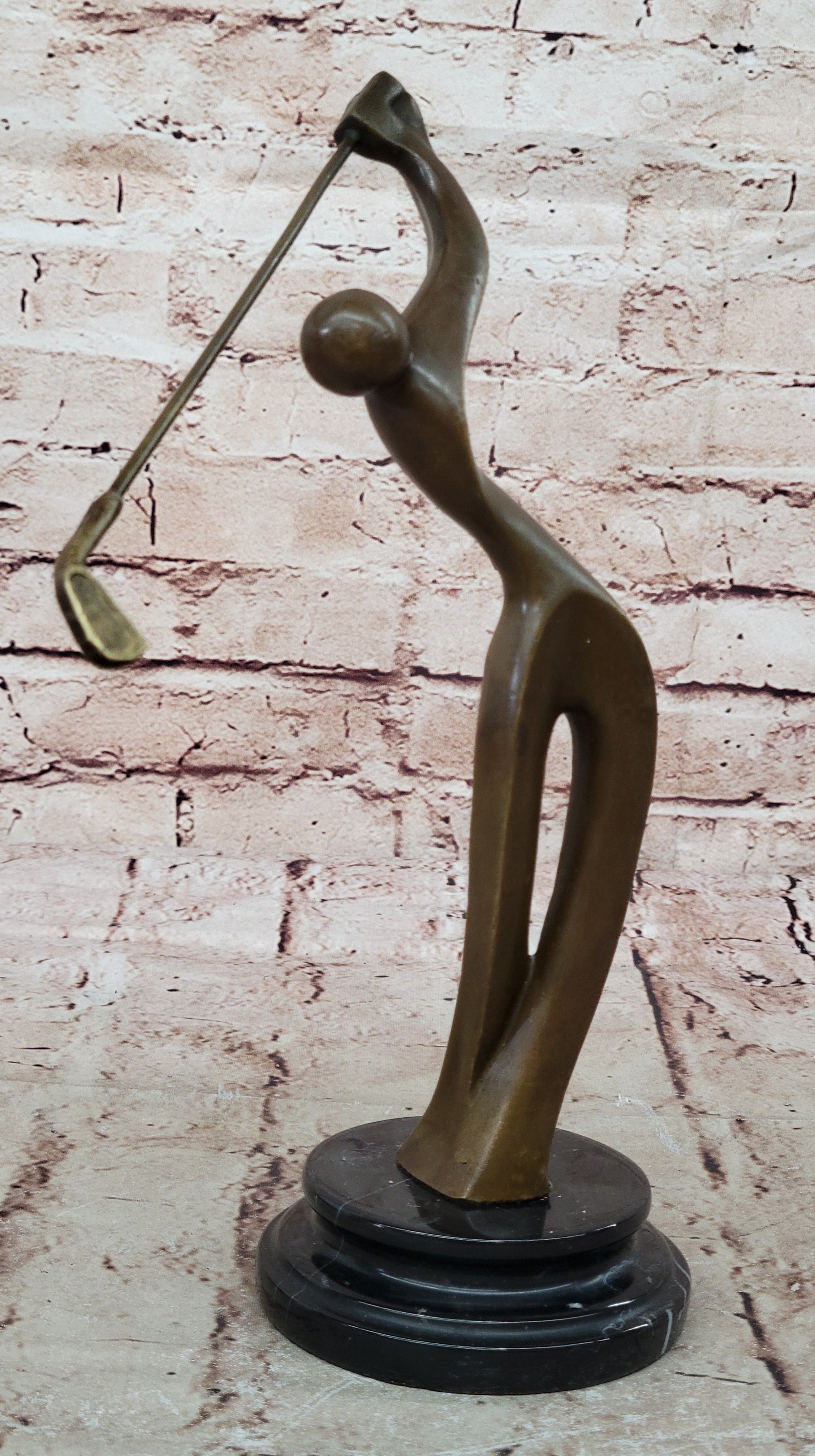 Unique Golfing Trophy Sculpture Signed Milo Abstract Golfer Artwork Decor