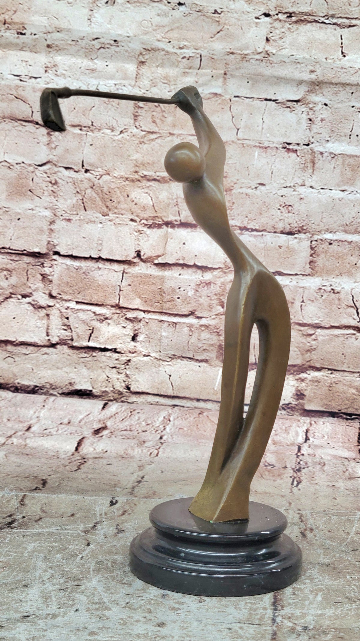 Unique Golfing Trophy Sculpture Signed Milo Abstract Golfer Artwork Decor