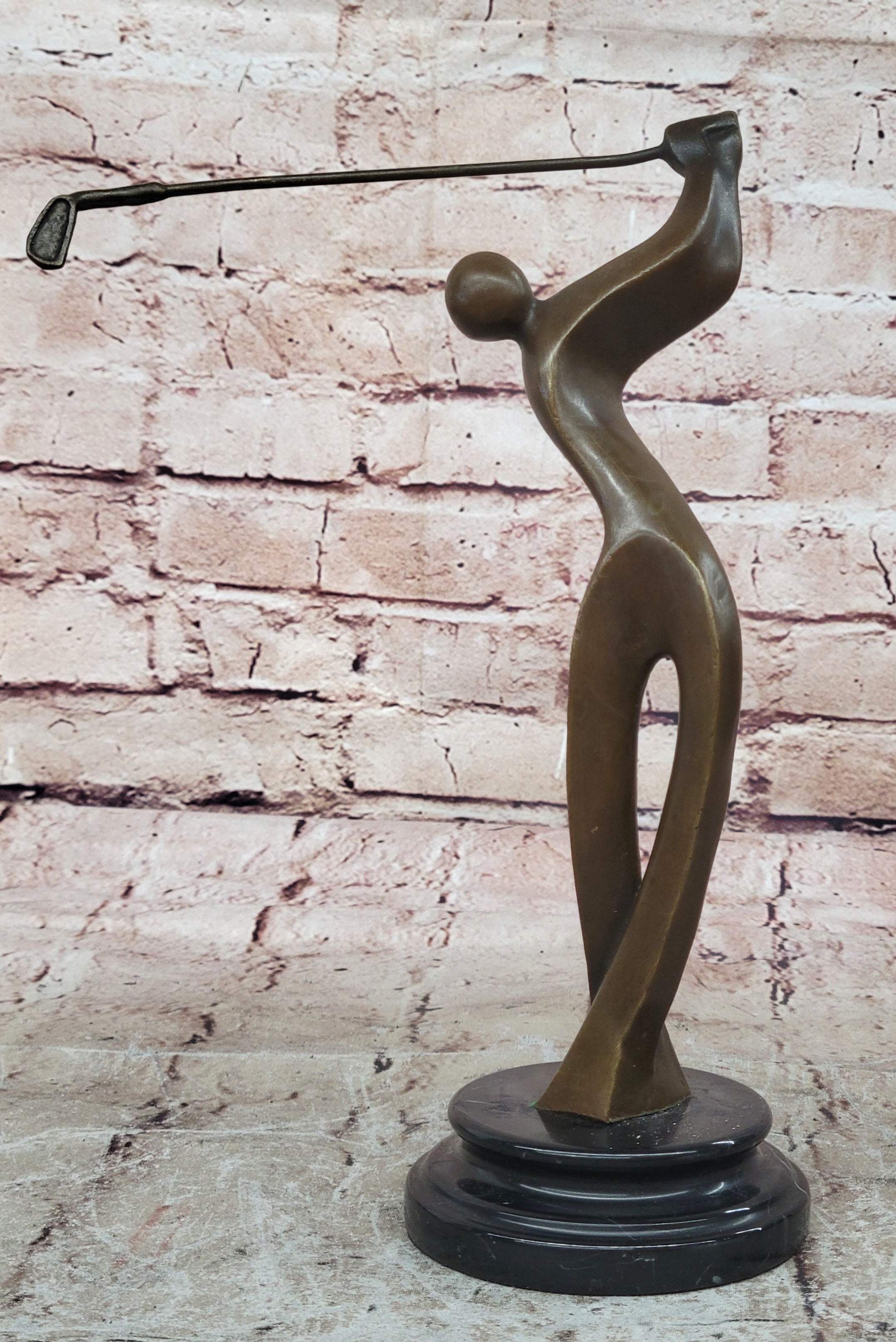 Unique Golfing Trophy Sculpture Signed Milo Abstract Golfer Artwork Decor