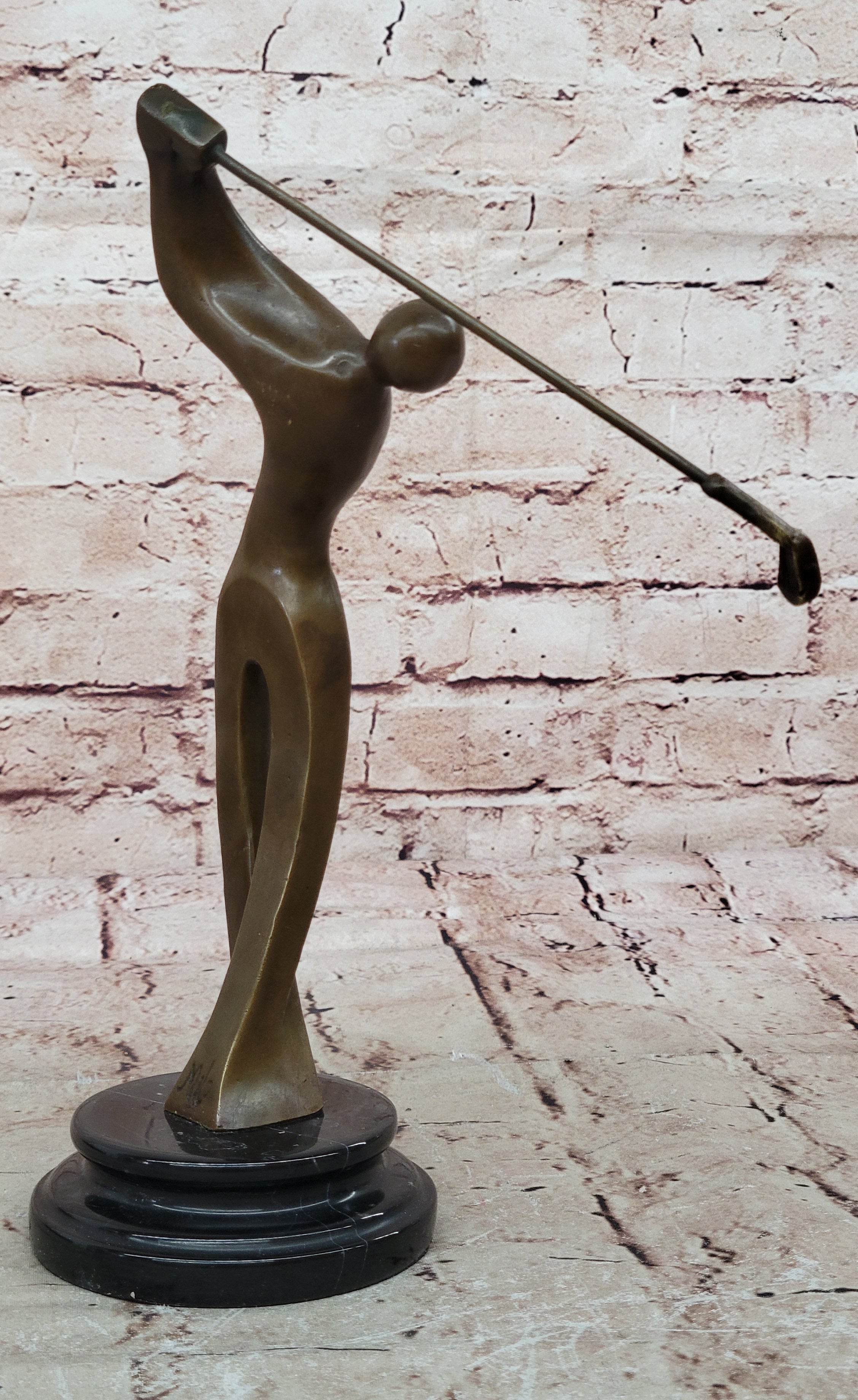 Unique Golfing Trophy Sculpture Signed Milo Abstract Golfer Artwork Decor