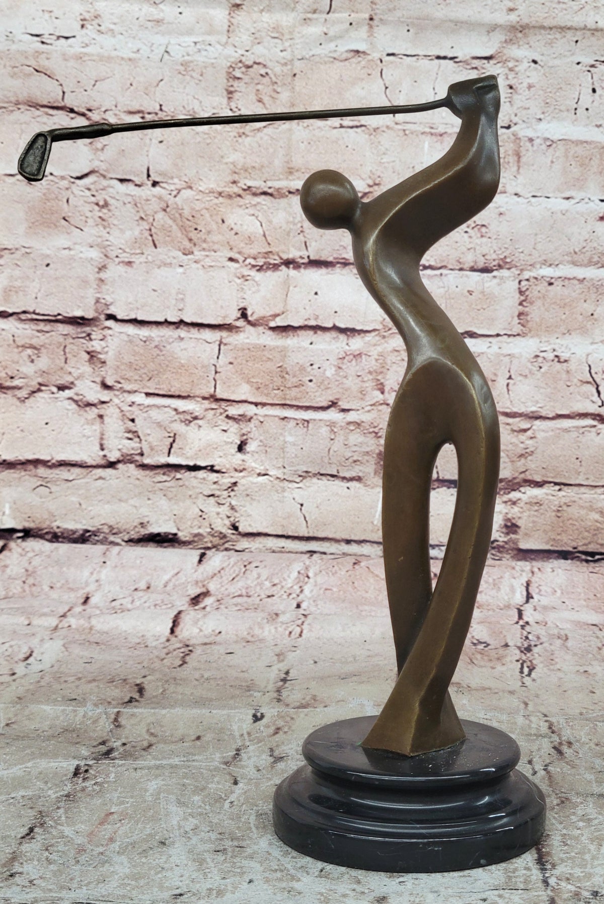 Unique Golfing Trophy Sculpture Signed Milo Abstract Golfer Artwork Decor