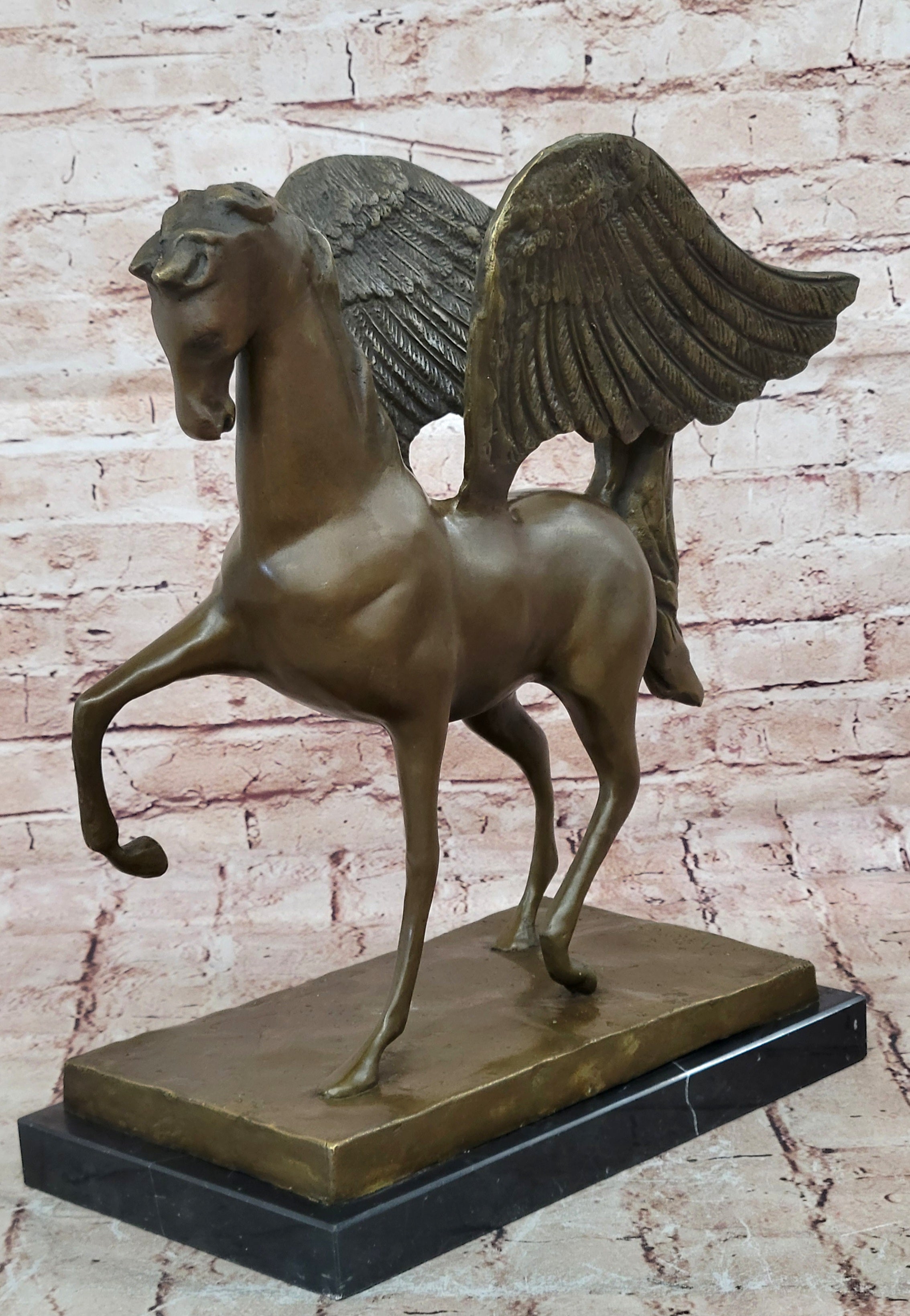 Greek Mythology Hero Horse Pegasus Large 100% Real Bronze Statue Sculpture Gift