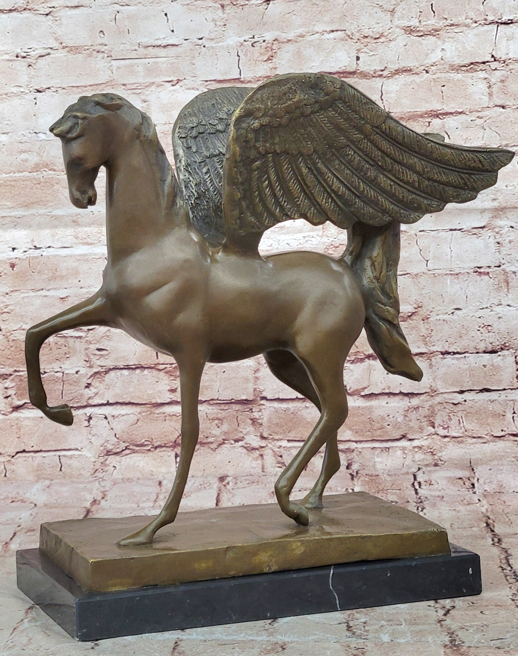 Greek Mythology Hero Horse Pegasus Large 100% Real Bronze Statue Sculpture Gift