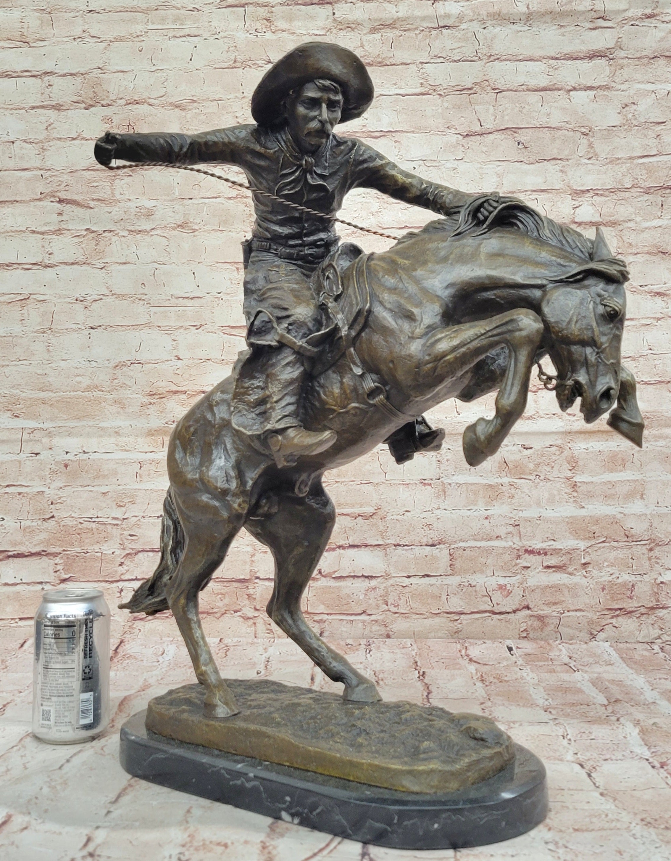 Bronco Buster Remington Western Cowboy Horse Rodeo Rider Bronze Marble Statue