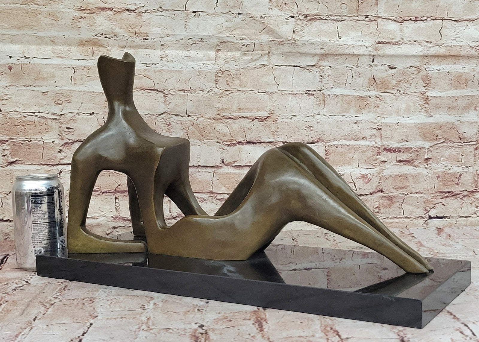 BRONZE AFTER HENRY MOORE SCULPTURE MODERN ABSTRACT SLEEPING WOMAN SCUPTURE
