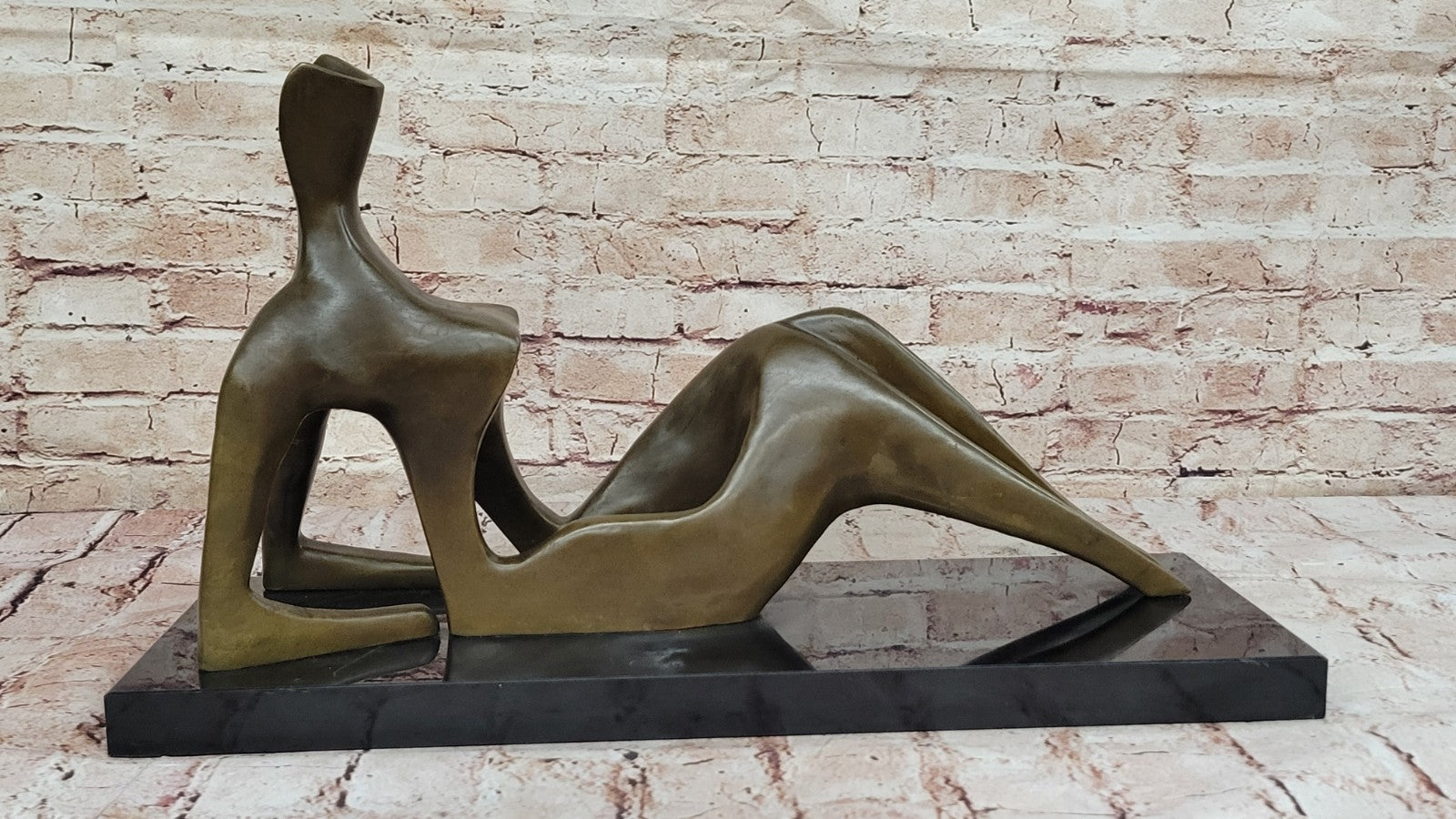 BRONZE AFTER HENRY MOORE SCULPTURE MODERN ABSTRACT SLEEPING WOMAN SCUPTURE