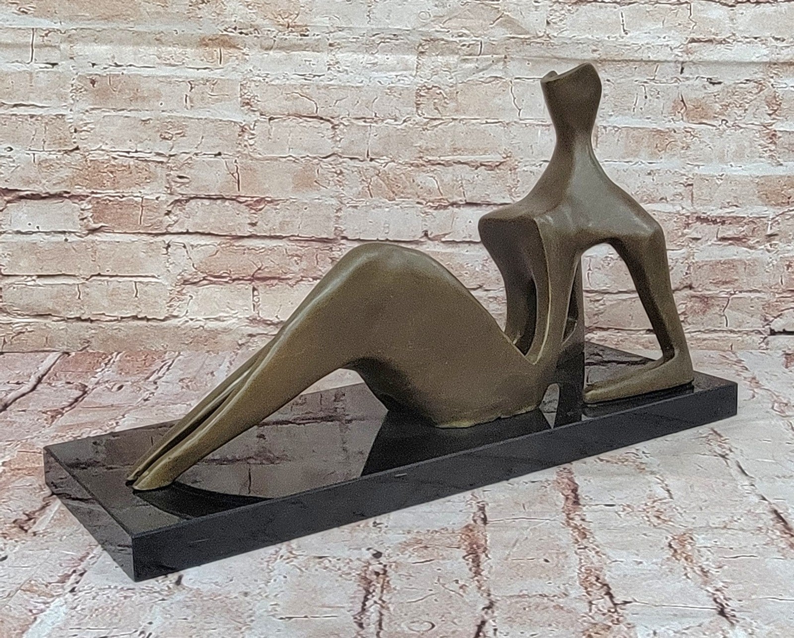 BRONZE AFTER HENRY MOORE SCULPTURE MODERN ABSTRACT SLEEPING WOMAN SCUPTURE