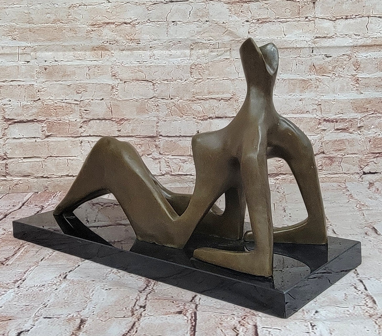 BRONZE AFTER HENRY MOORE SCULPTURE MODERN ABSTRACT SLEEPING WOMAN SCUPTURE