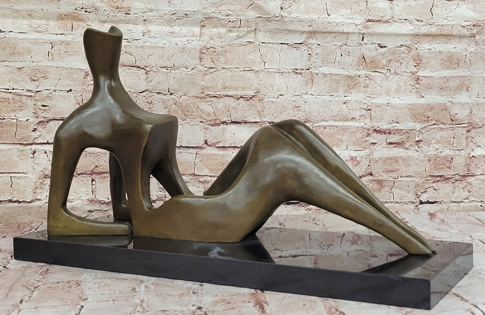 BRONZE AFTER HENRY MOORE SCULPTURE MODERN ABSTRACT SLEEPING WOMAN SCUPTURE