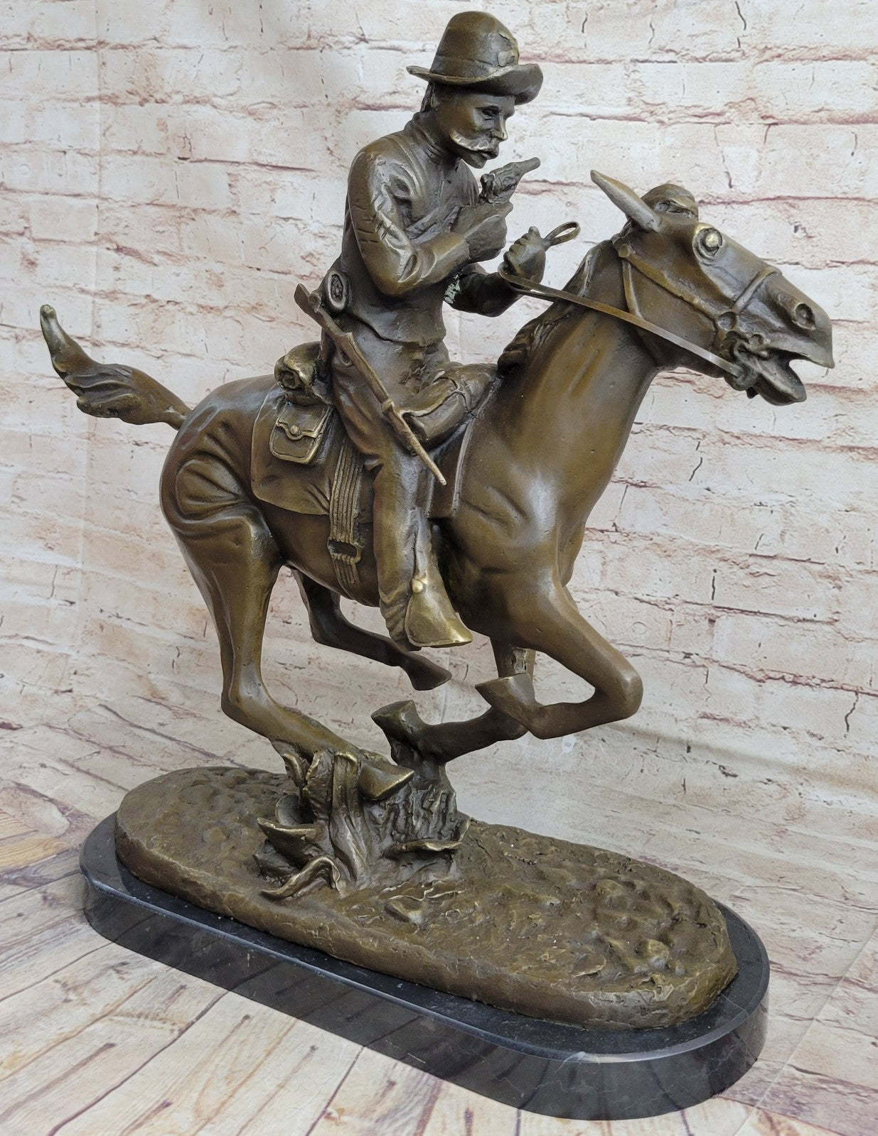European Bronze Finery Old School Fighting Cowboy Genuine Bronze Scilpture
