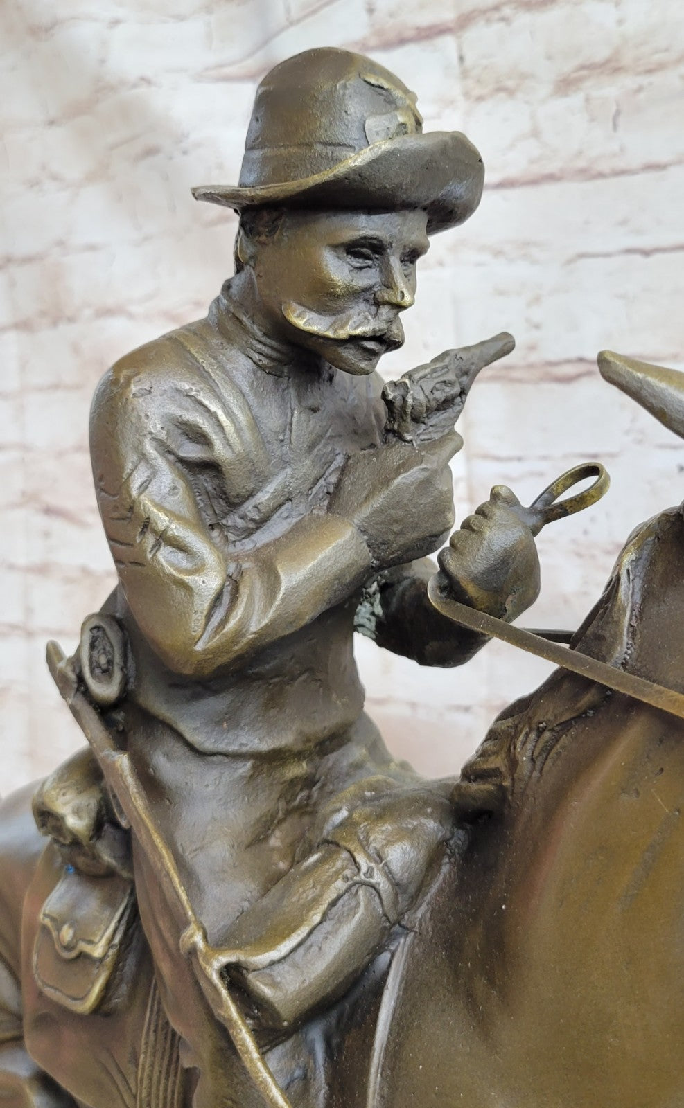 European Bronze Finery Old School Fighting Cowboy Genuine Bronze Scilpture