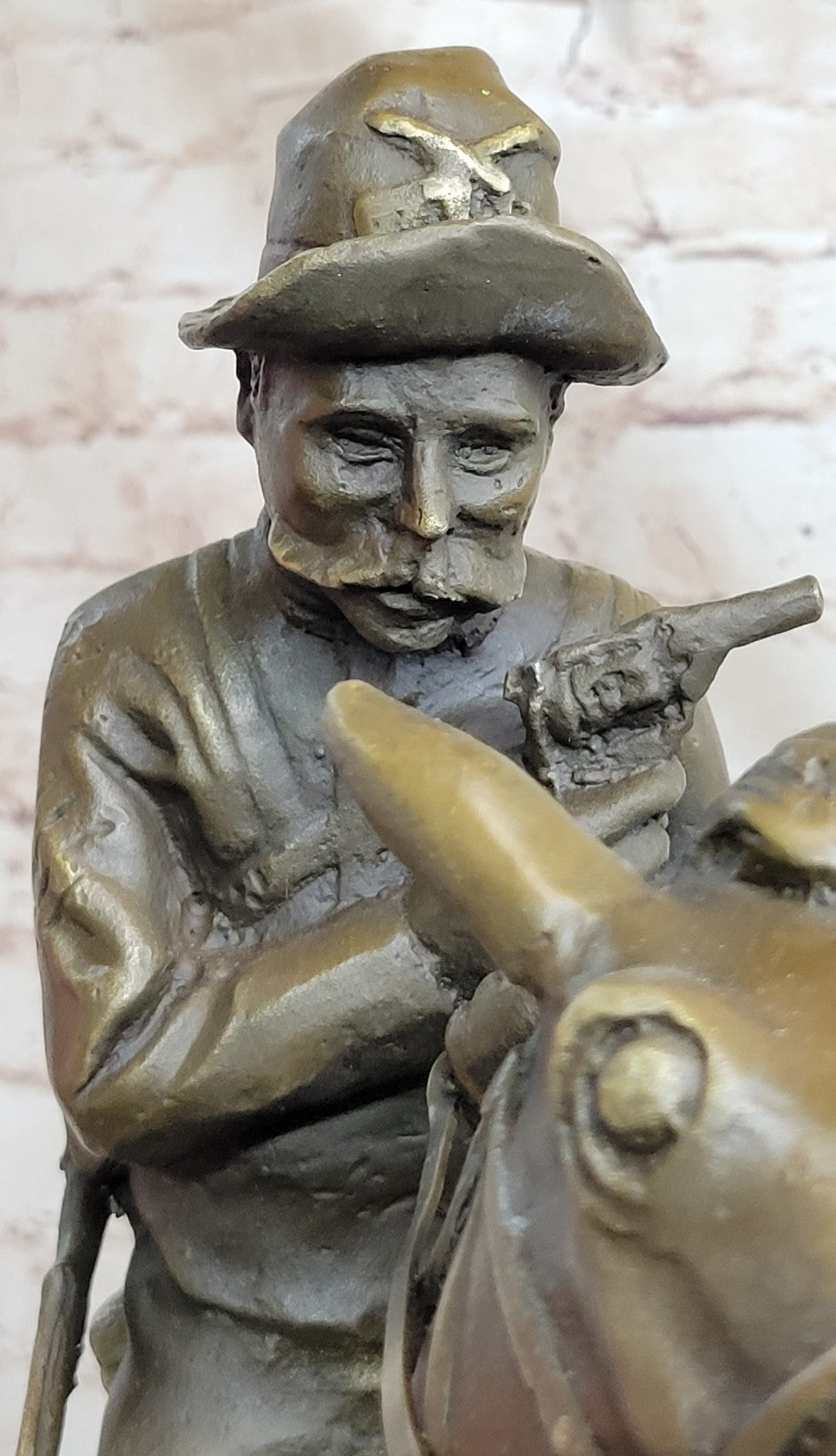 European Bronze Finery Old School Fighting Cowboy Genuine Bronze Scilpture