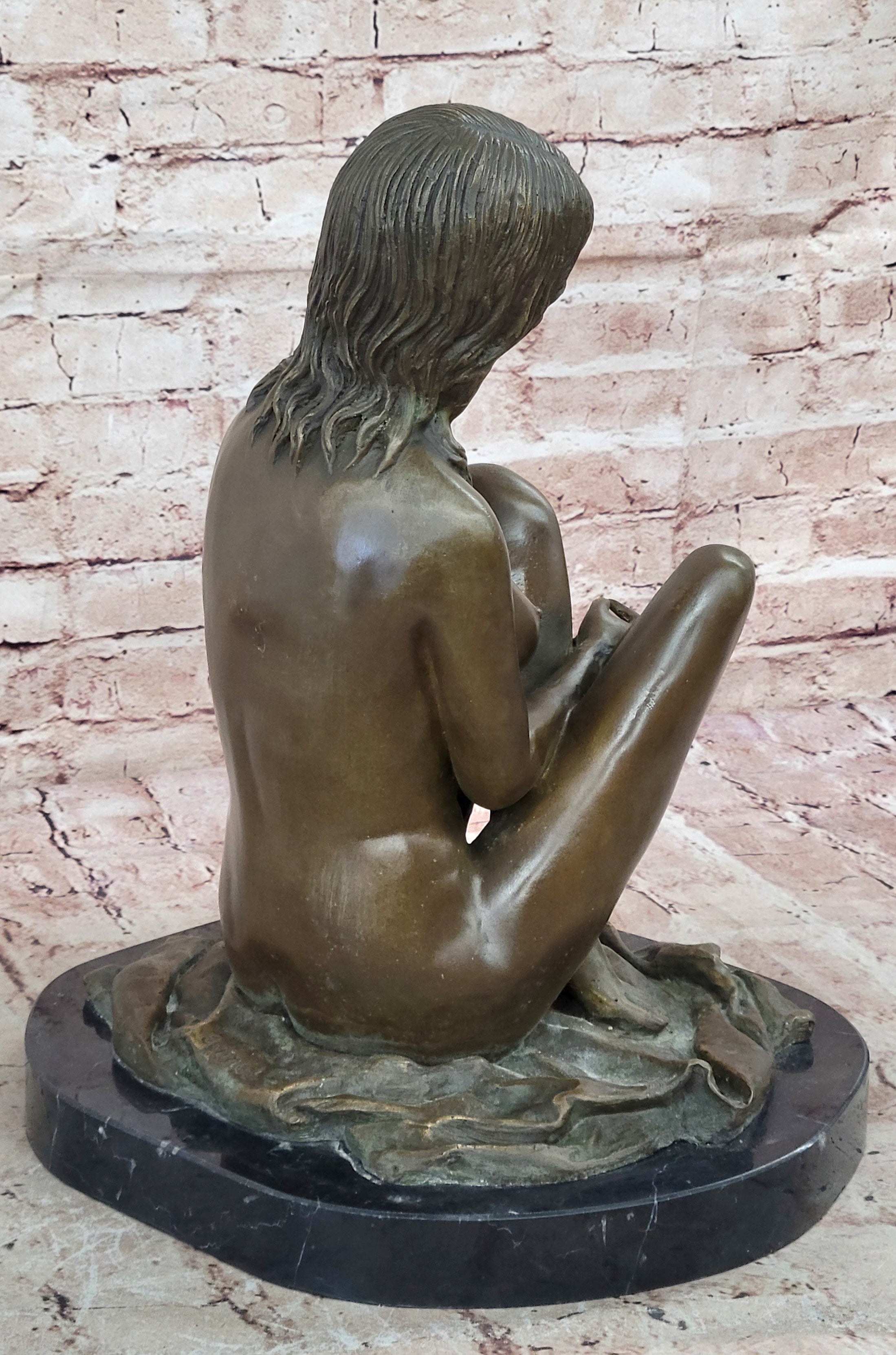 Nude Woman Sensual Decor Bronze Marble Statue Sculpture Elegant Classic Art Sale