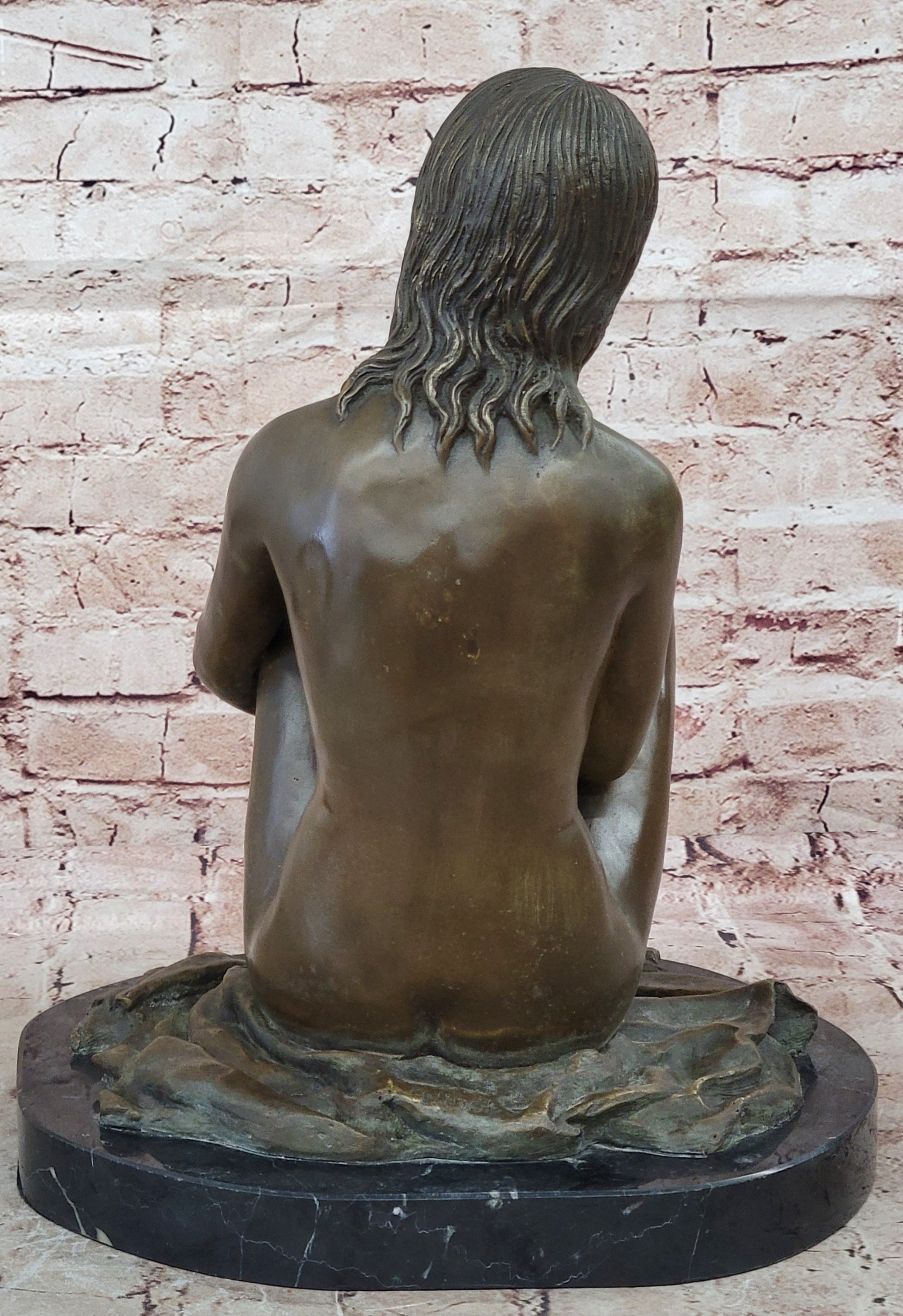 Nude Woman Sensual Decor Bronze Marble Statue Sculpture Elegant Classic Art Sale