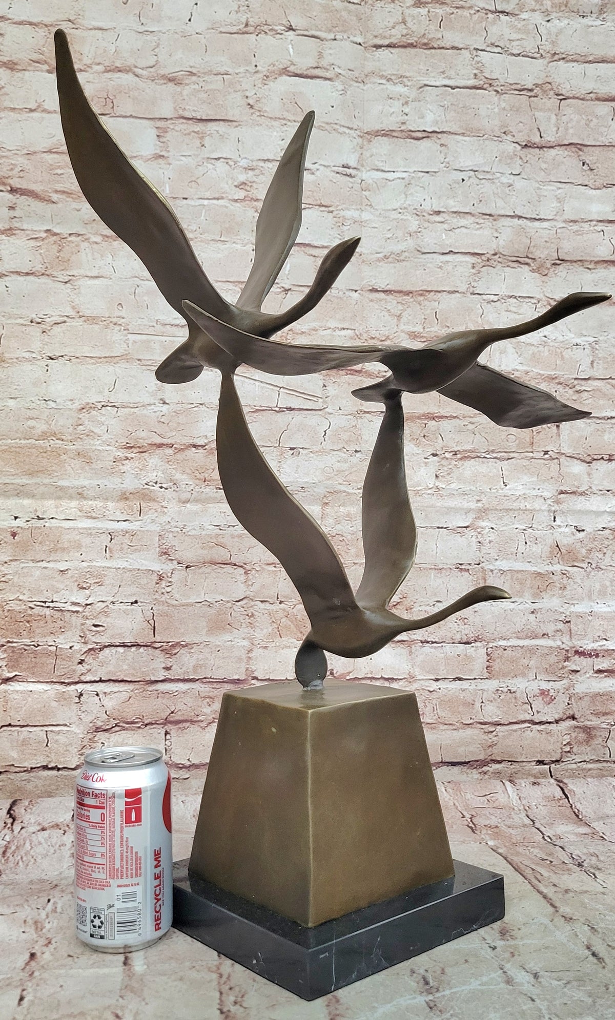 23" Art Deco Sculpture 3 Wild Large Duck Poultry Fly Bird Bronze Statue