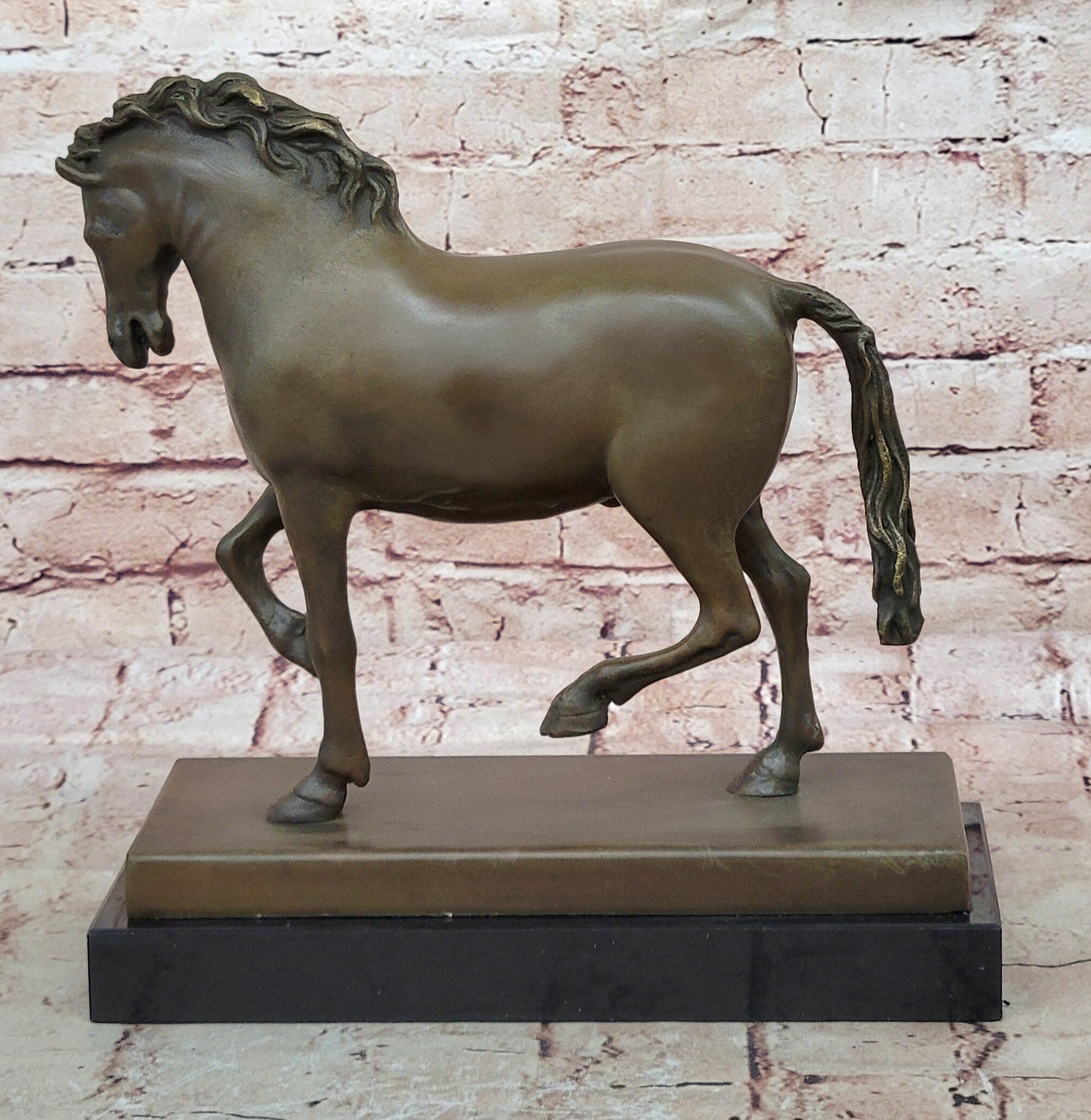 Large Tang Horse by Barye Art Deco Modern Bronze Sculpture Marble Figurine Gift