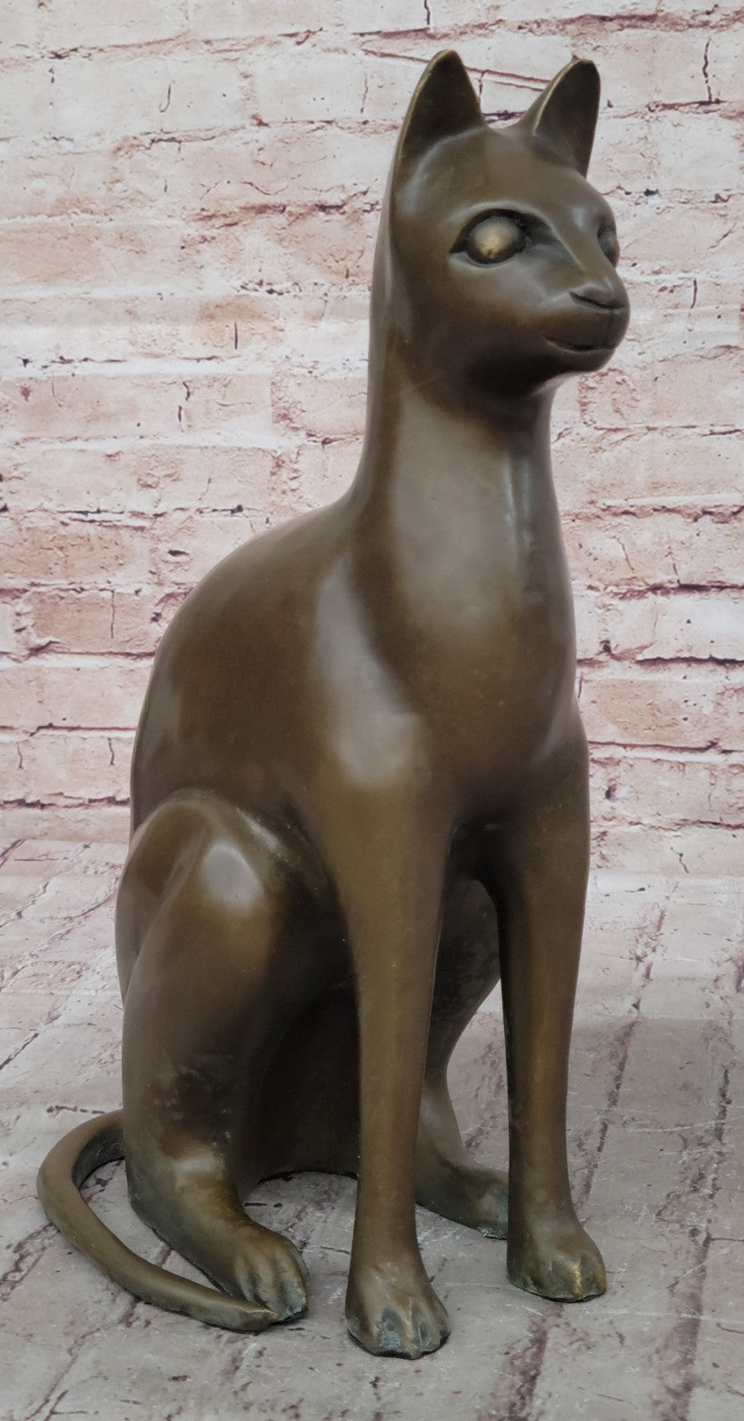 Fine Modern Art Bronze Egyptian Cat Statue by French Artist Moigniez Home Decor