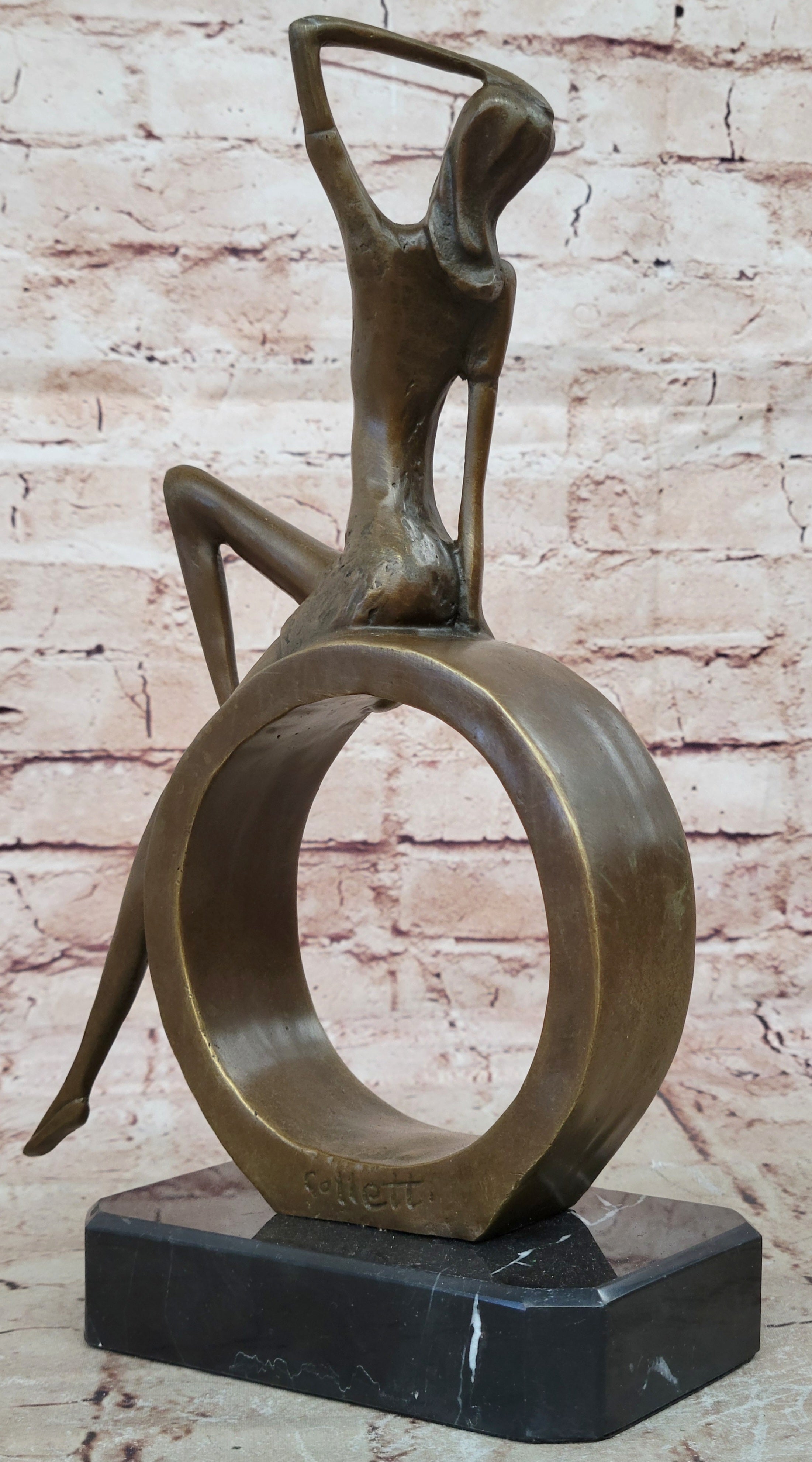Collet`s Bronze Female Sculpture | Vintage Mid Century Abstract Woman Figurine