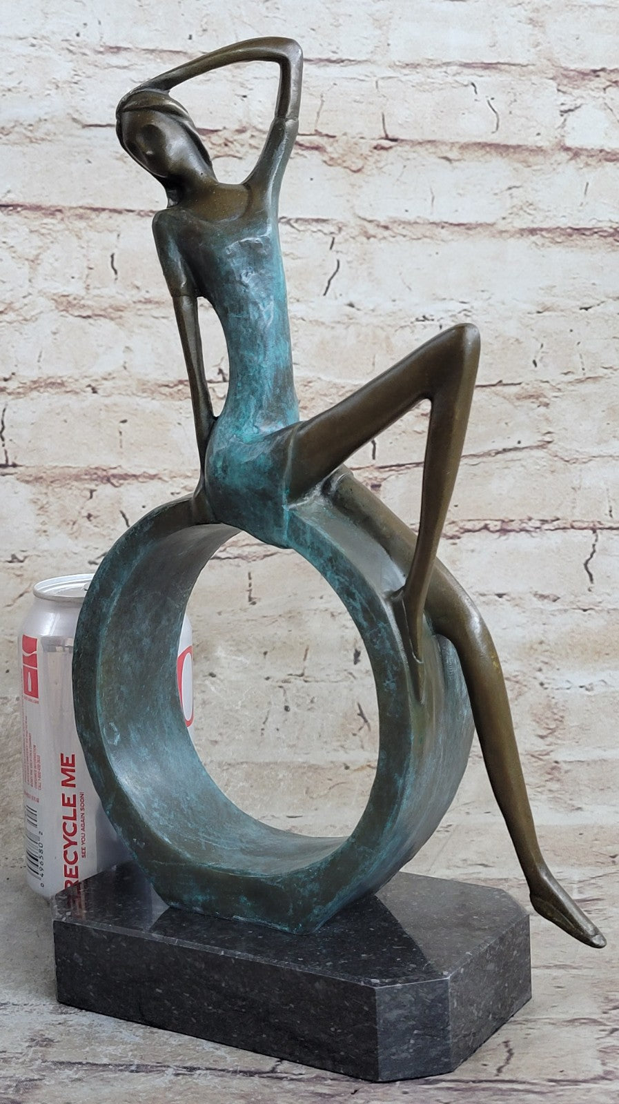 Western pure Bronze young women Girl Sitting Abstract Sculpture Figure Art Deco
