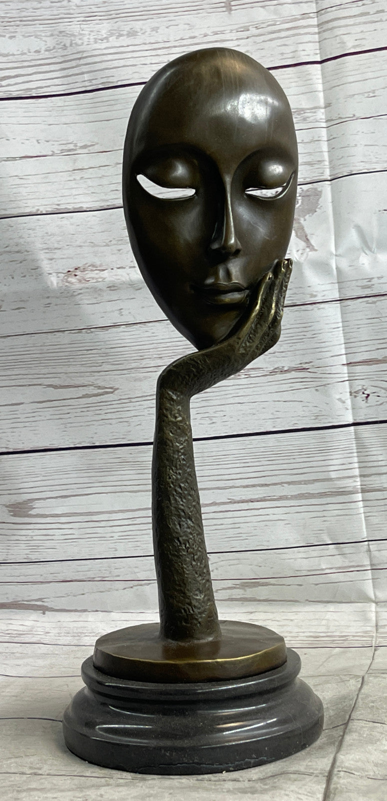 Dali-Inspired Thinking Woman Bronze Sculpture: Signed Original Artwork for Home Decor