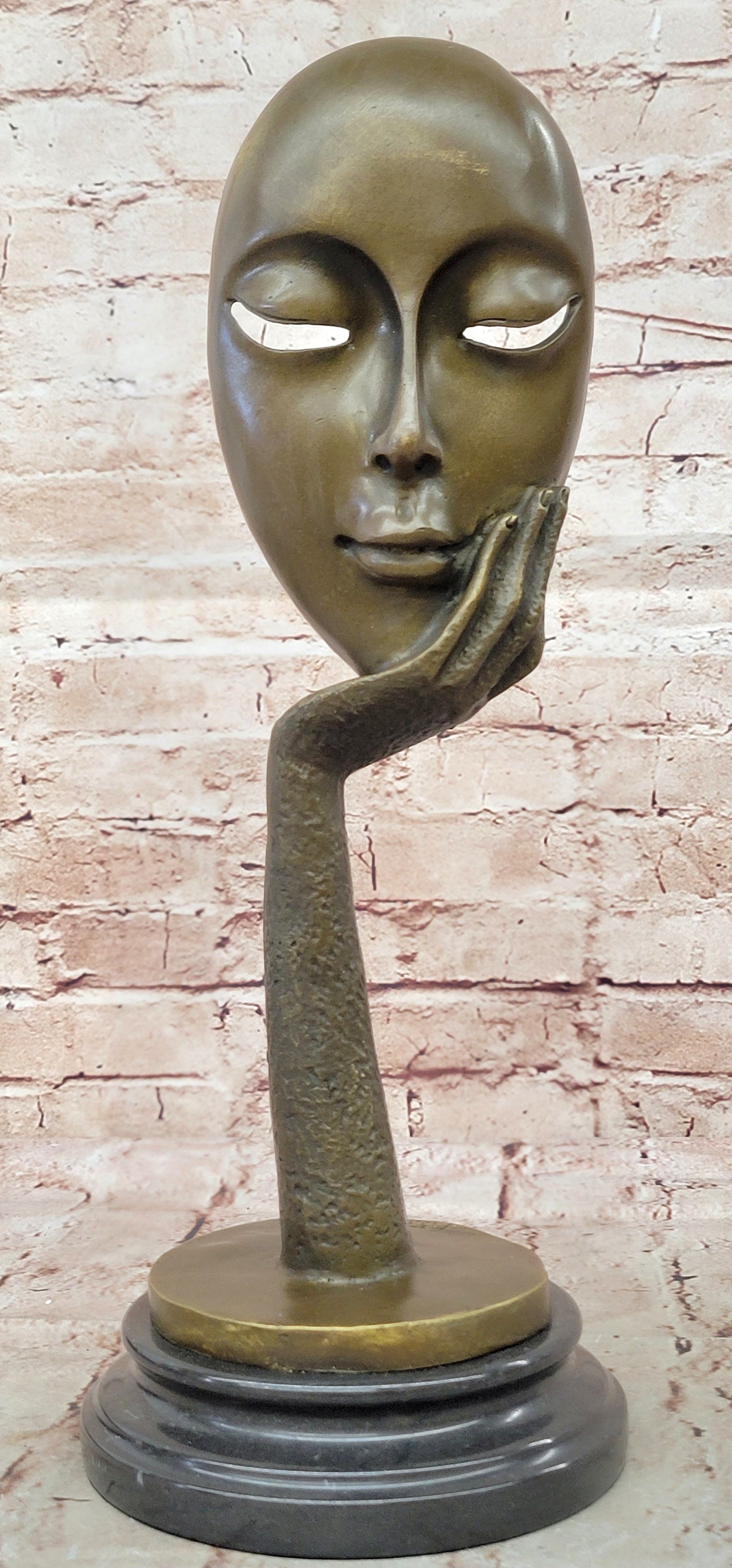 Dali-Inspired Thinking Woman Bronze Sculpture: Signed Original Artwork for Home Decor