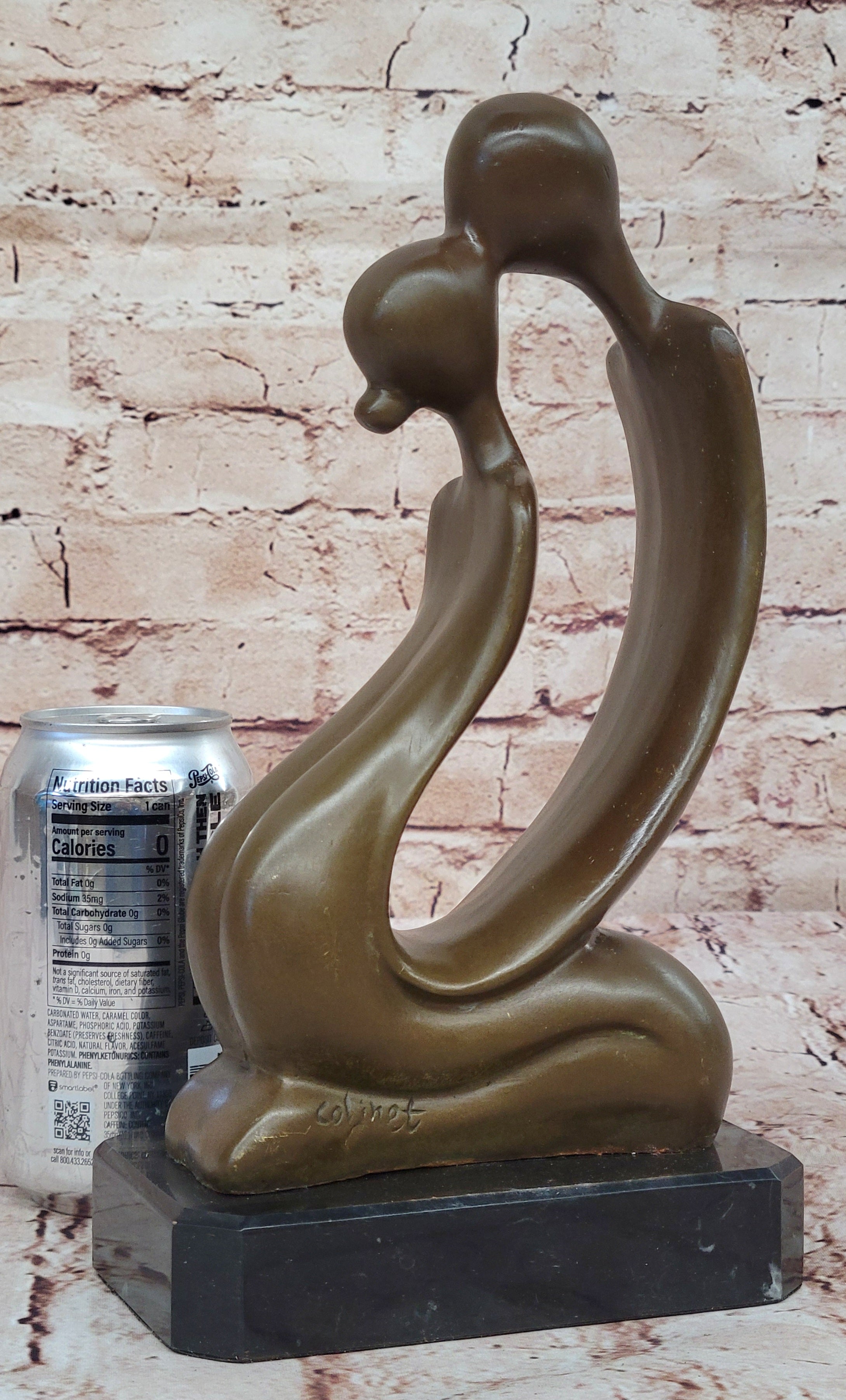 Handmade Modern Art Kissing Pair Bronze Sculpture Lost Wax Method Decor