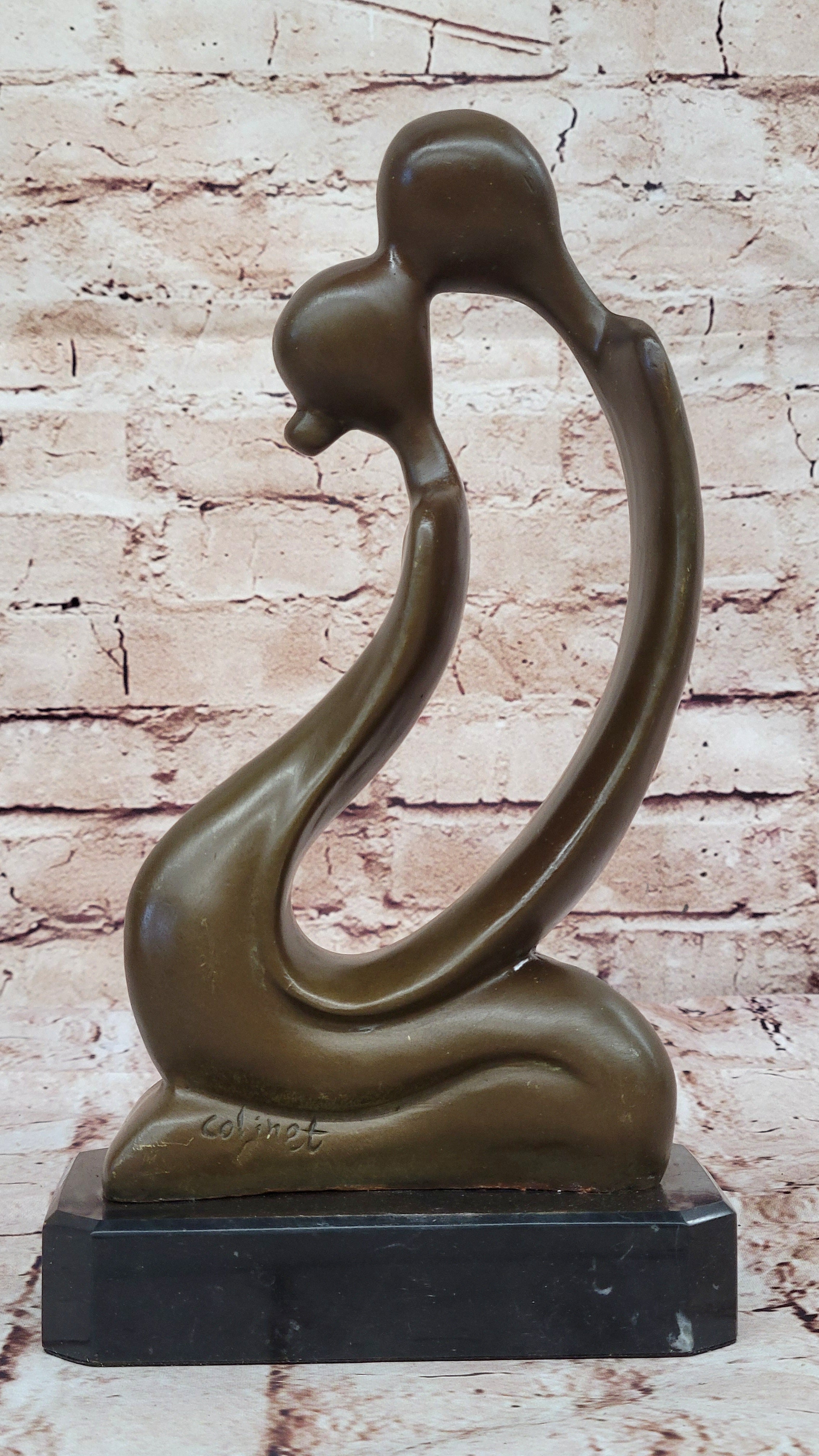 Handmade Modern Art Kissing Pair Bronze Sculpture Lost Wax Method Decor