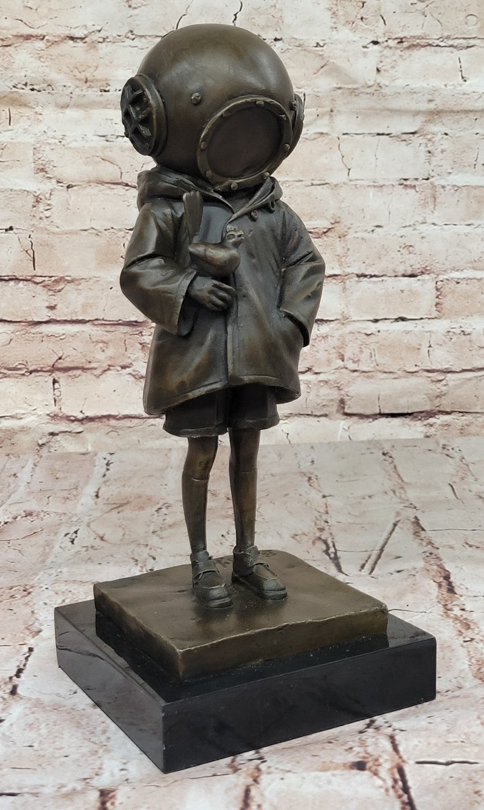 Classic Children`s Theme Bronze Sculpture: Deep Sea Diver Girl Artwork